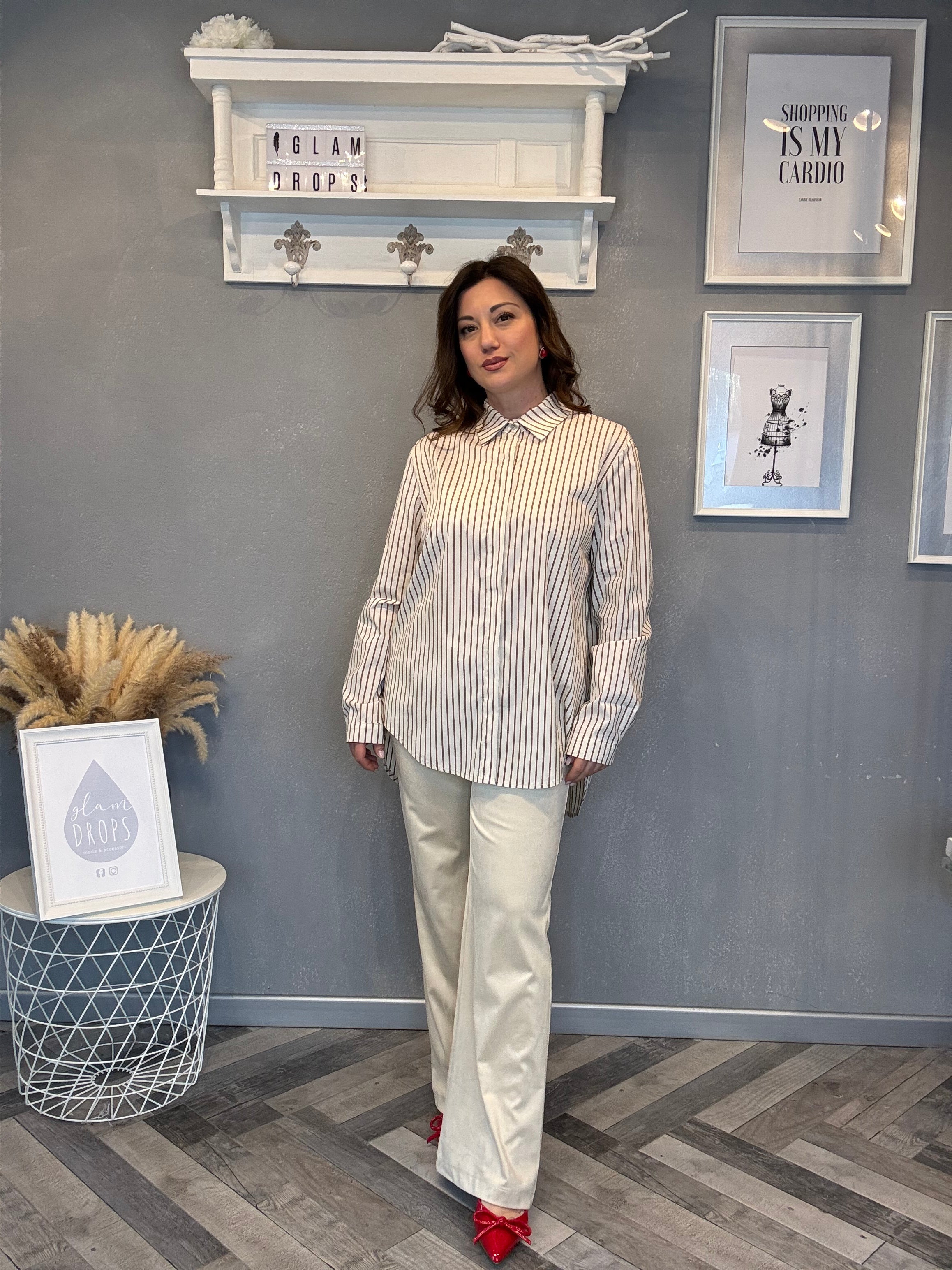 Pantalone eco suede flare burro