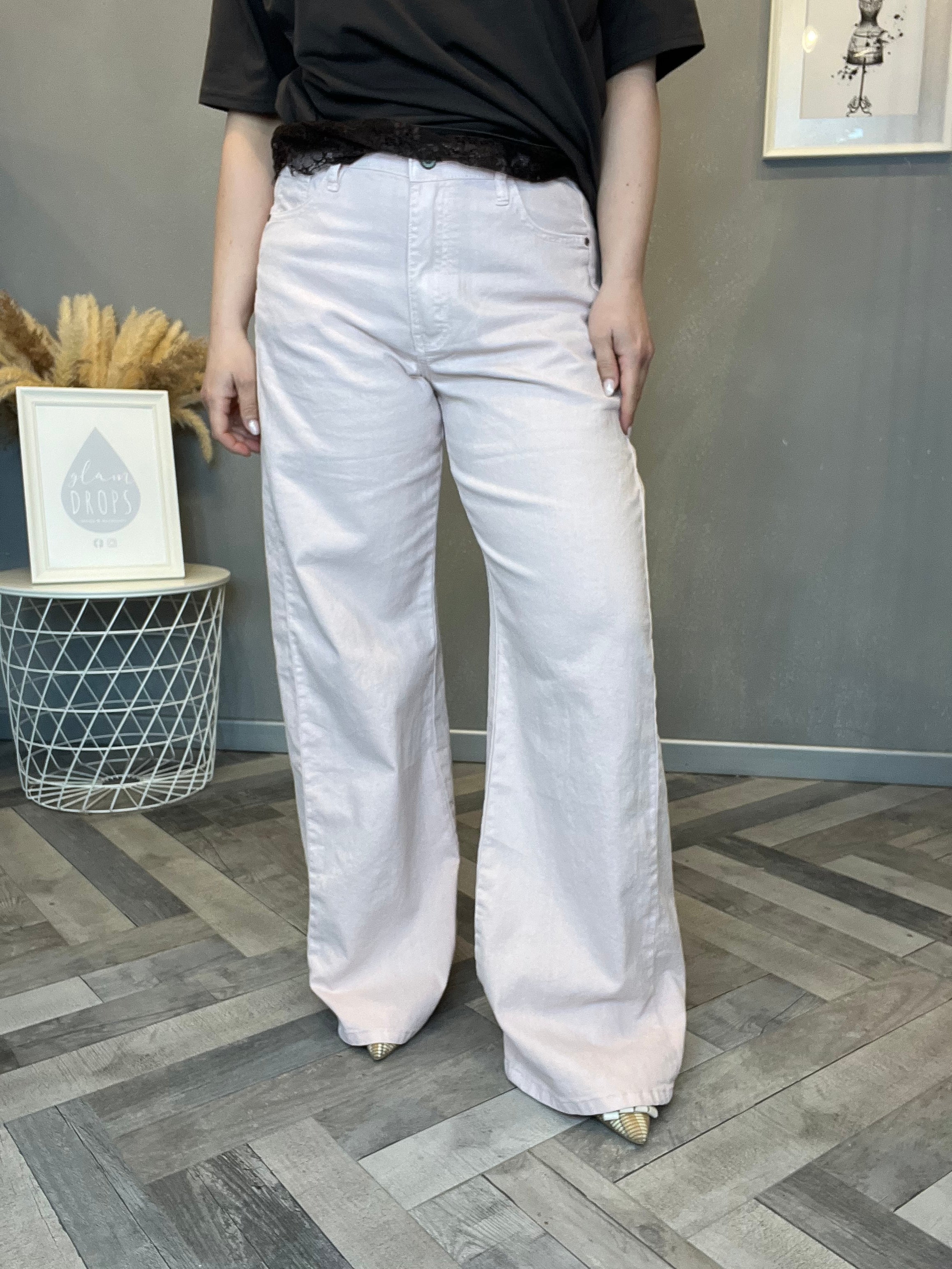 Jeans a palazzo rosa pastello