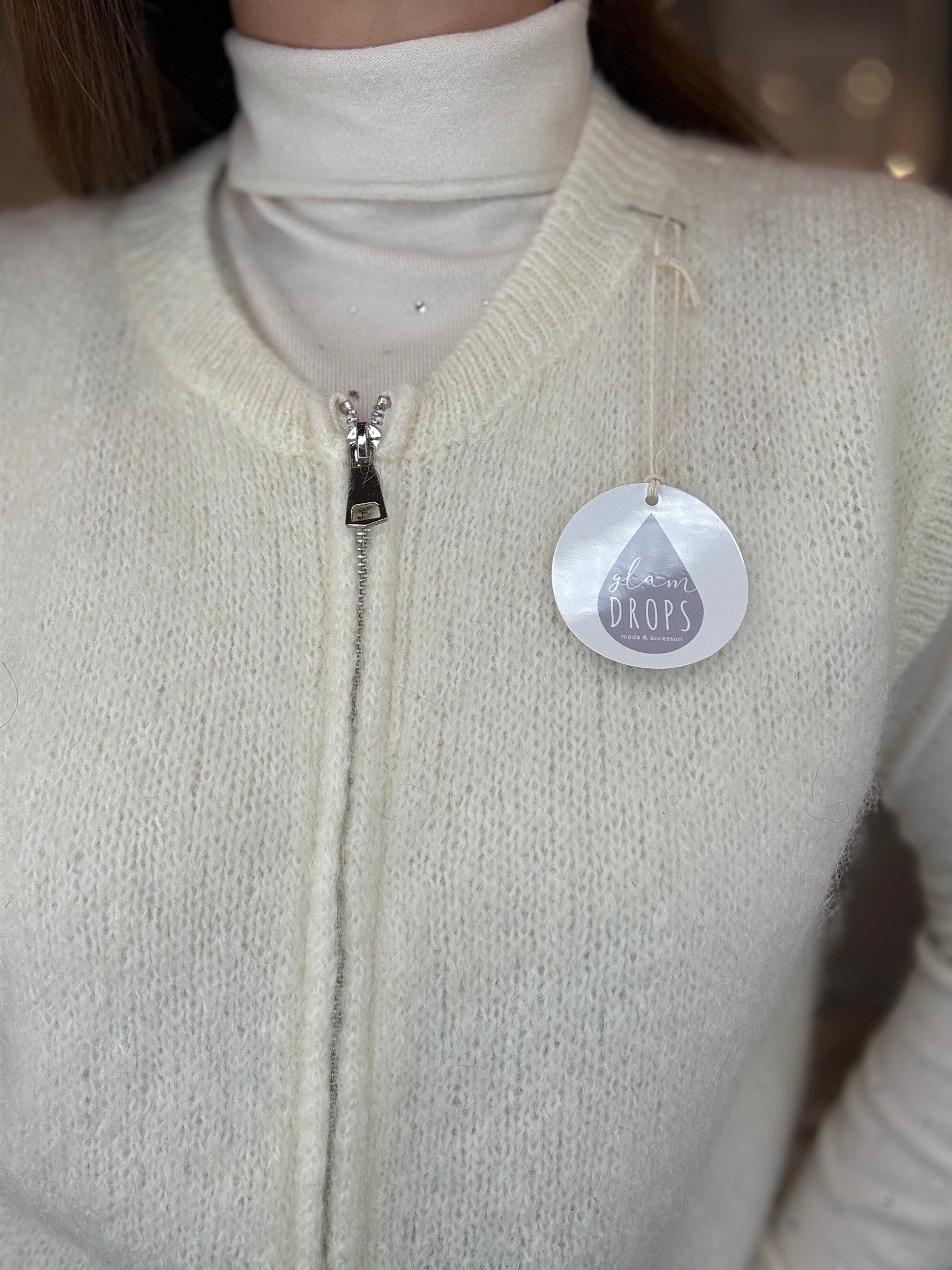 Gilet in maglia con zip panna