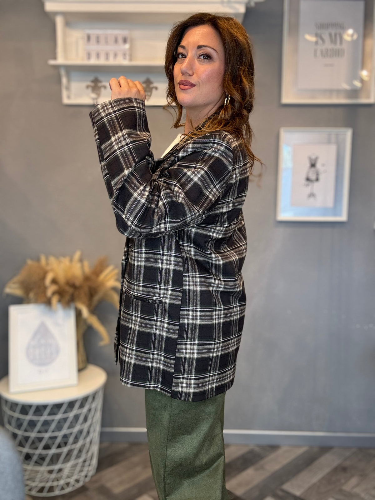 Blazer check moro e verde militare