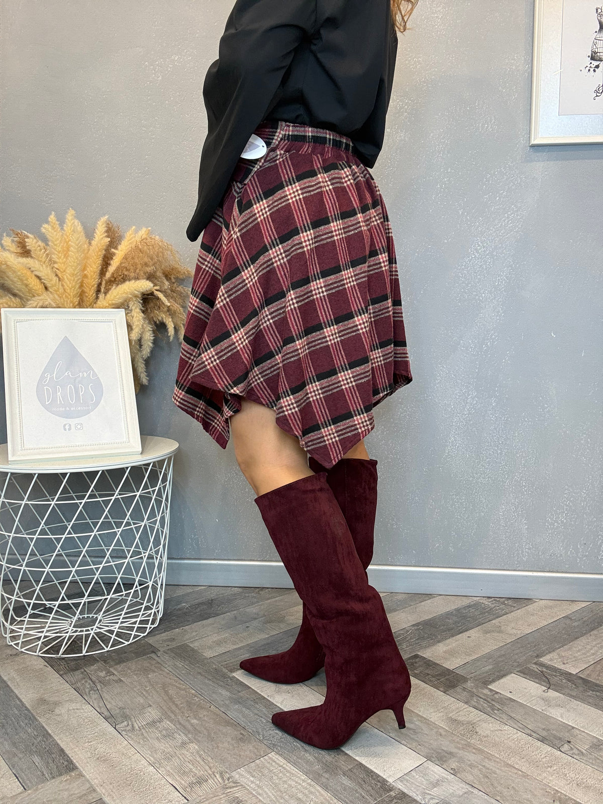 Gonna Twist finta camicia bordeaux