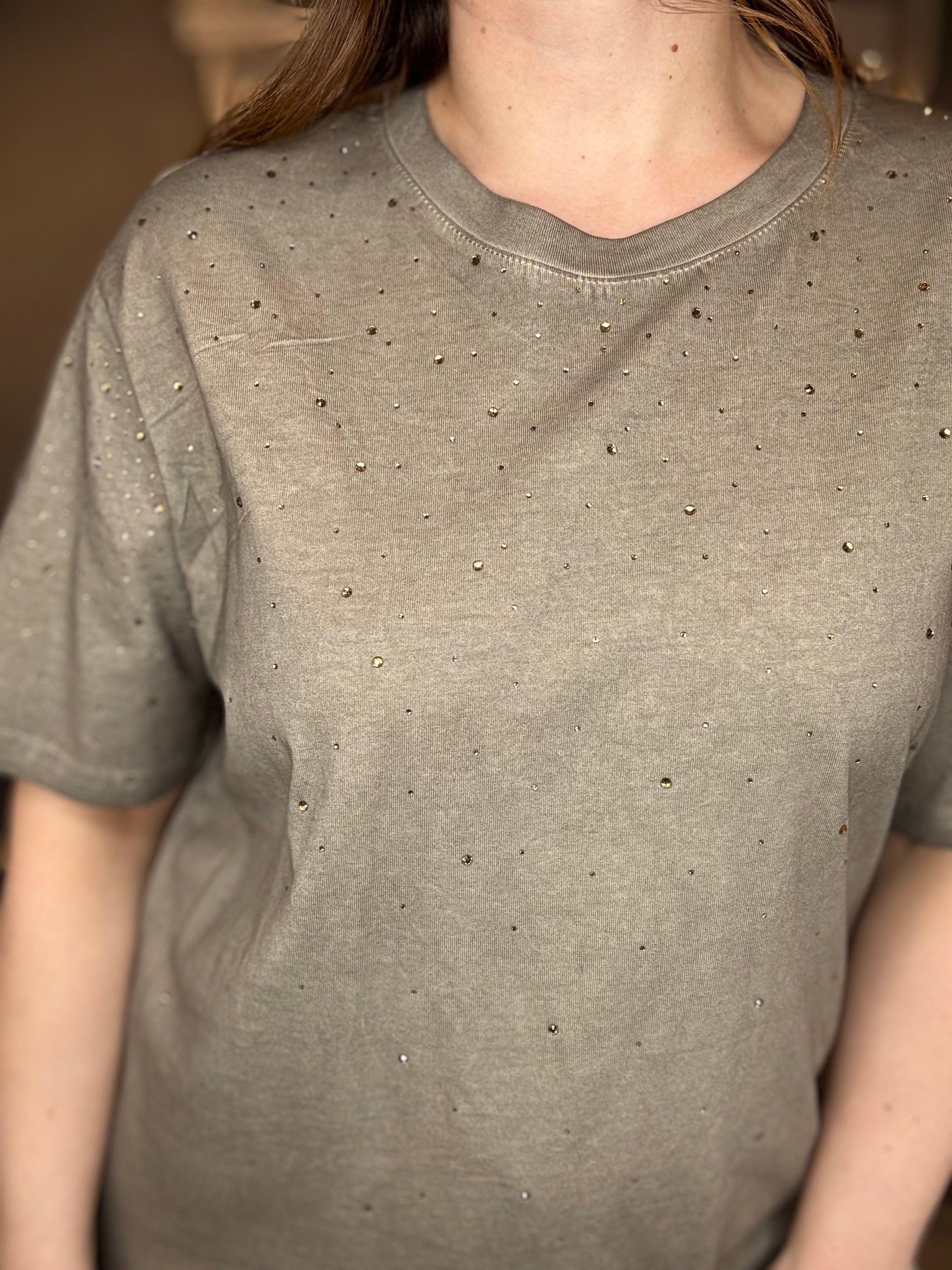T-shirt Glam strass tortora