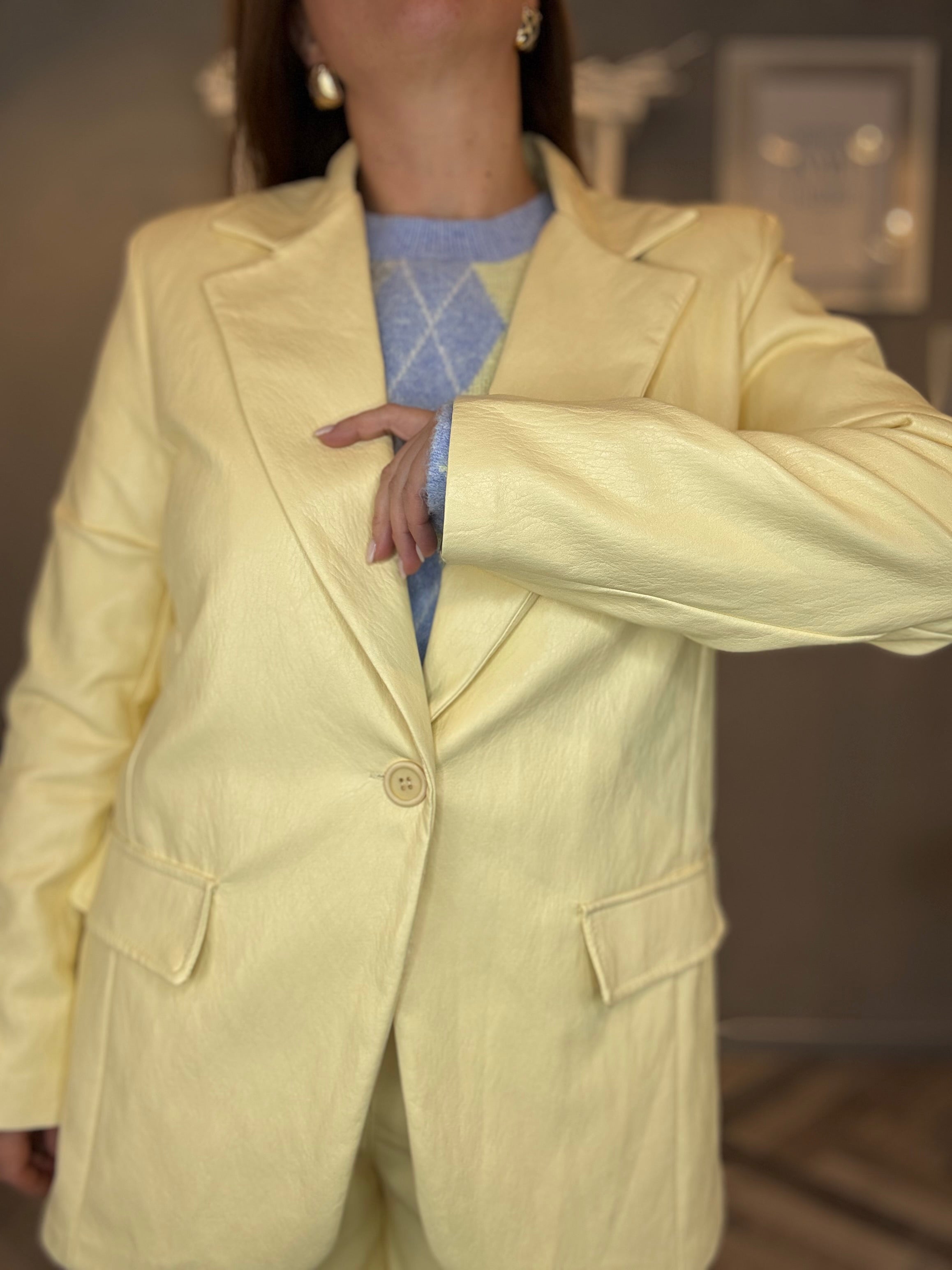 Blazer ecopelle giallo pastello