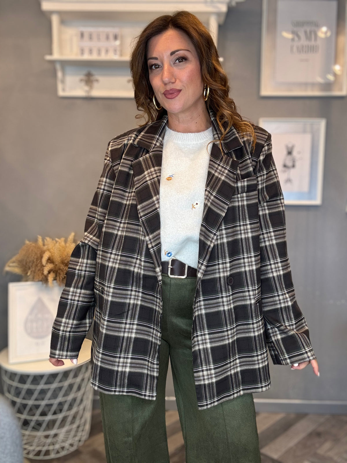Blazer check moro e verde militare