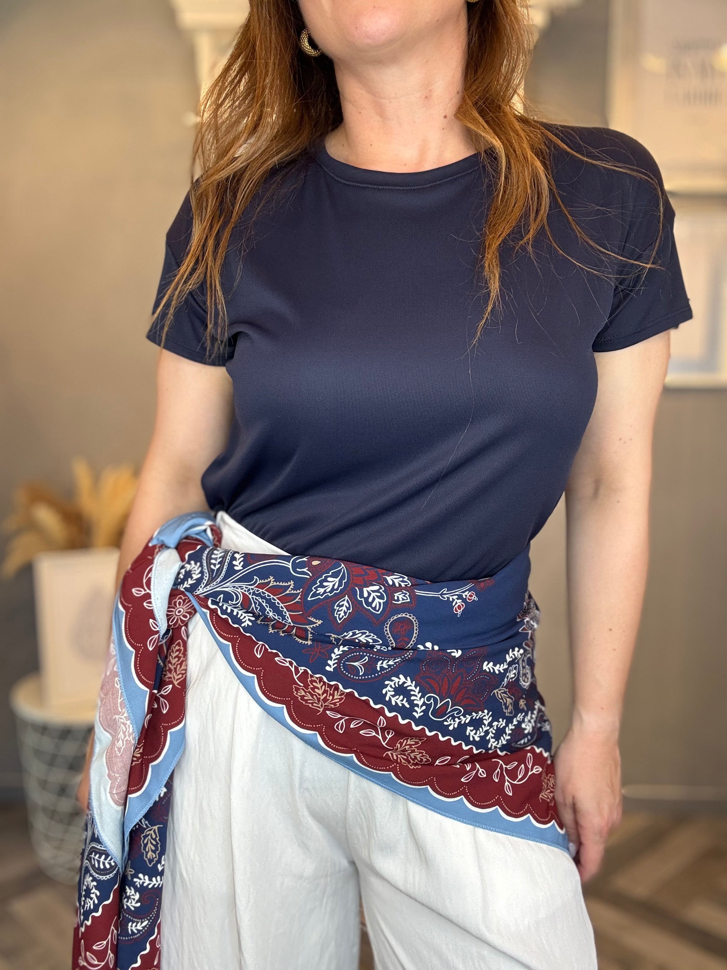 T-shirt basic modal blu