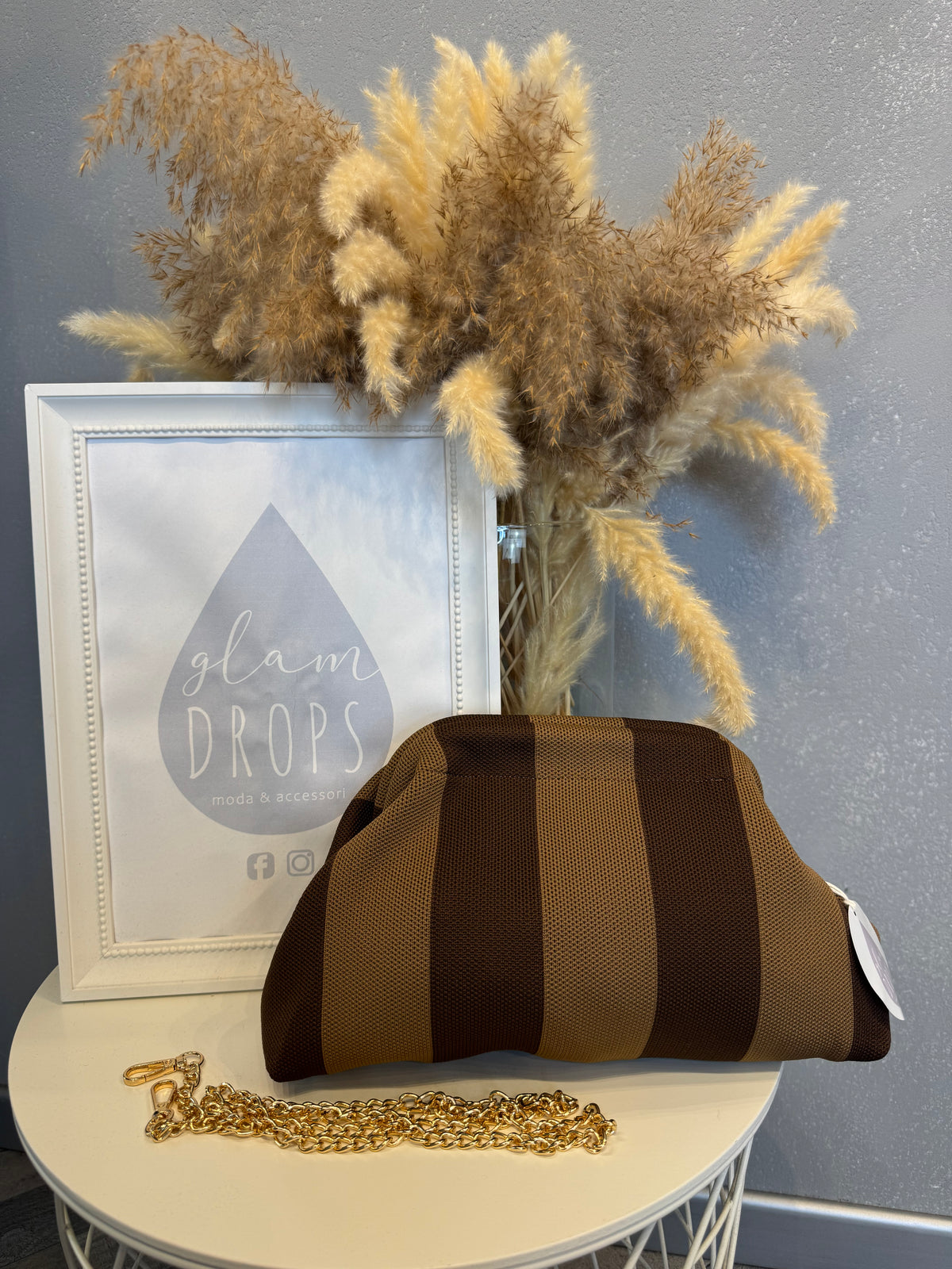 Borsa Stripe nocciola e cioccolato