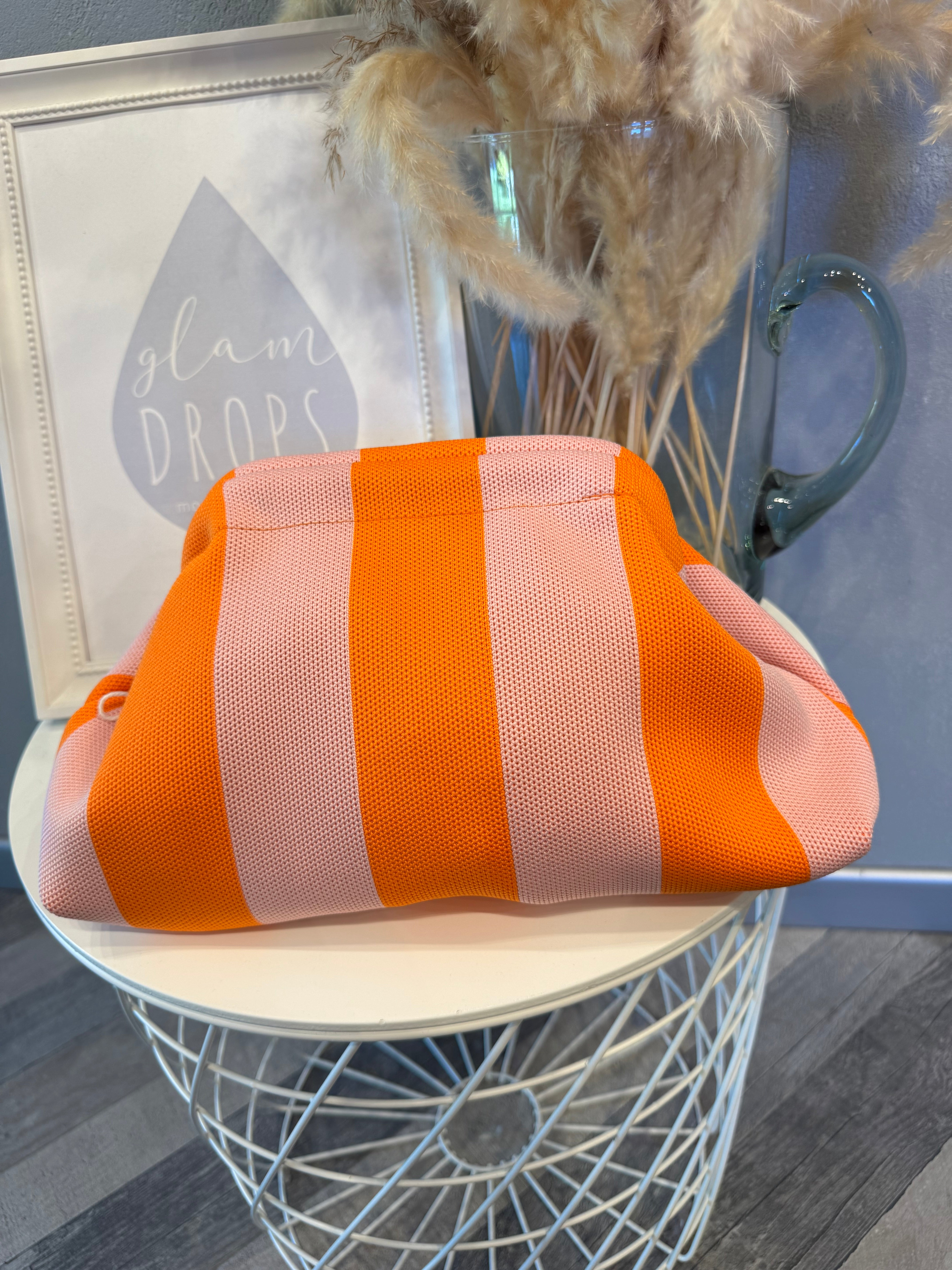 Borsa Stripe rosa pastello e arancione