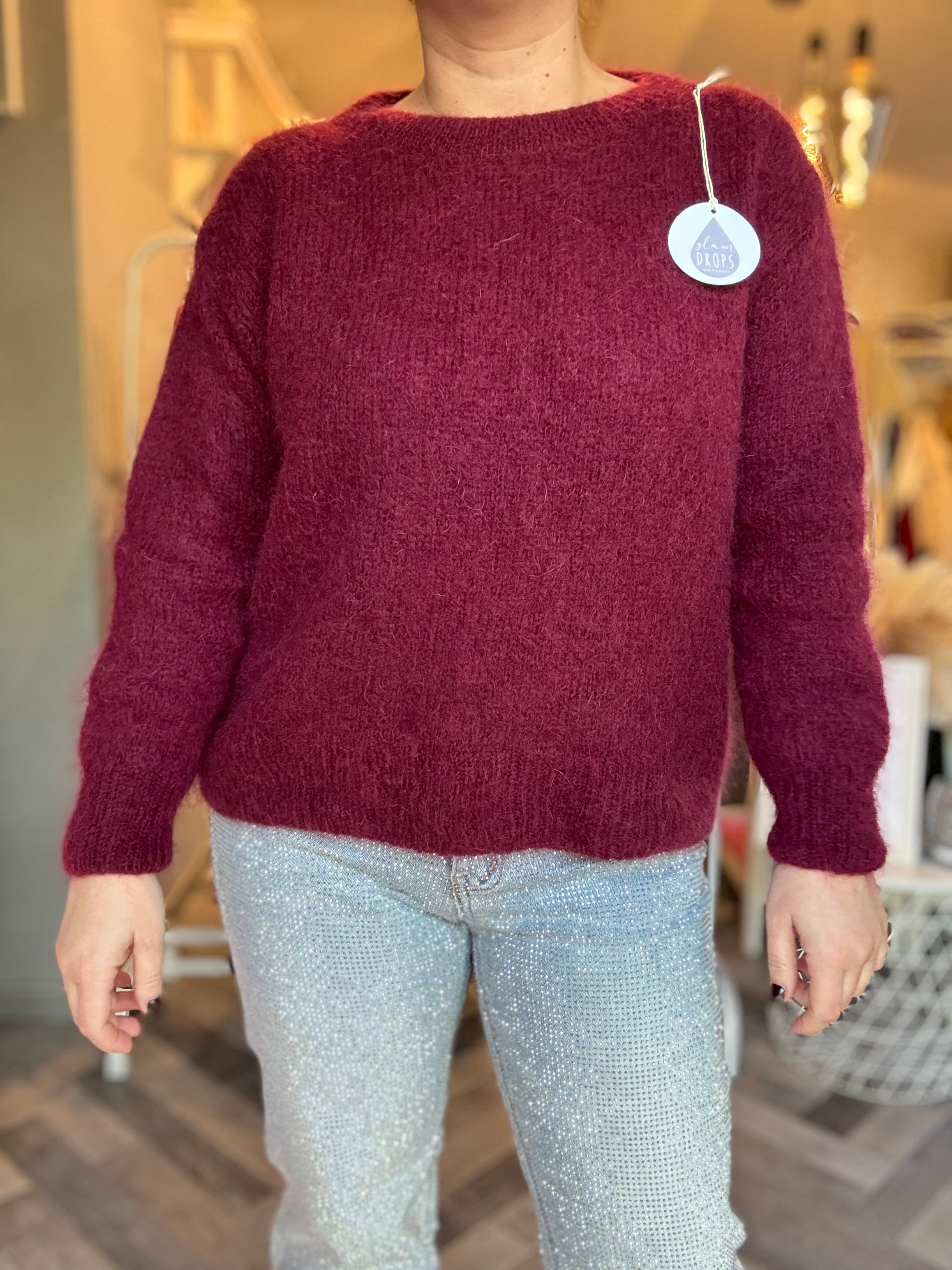 Maglione in mohair con fiocco decorativo sul retro