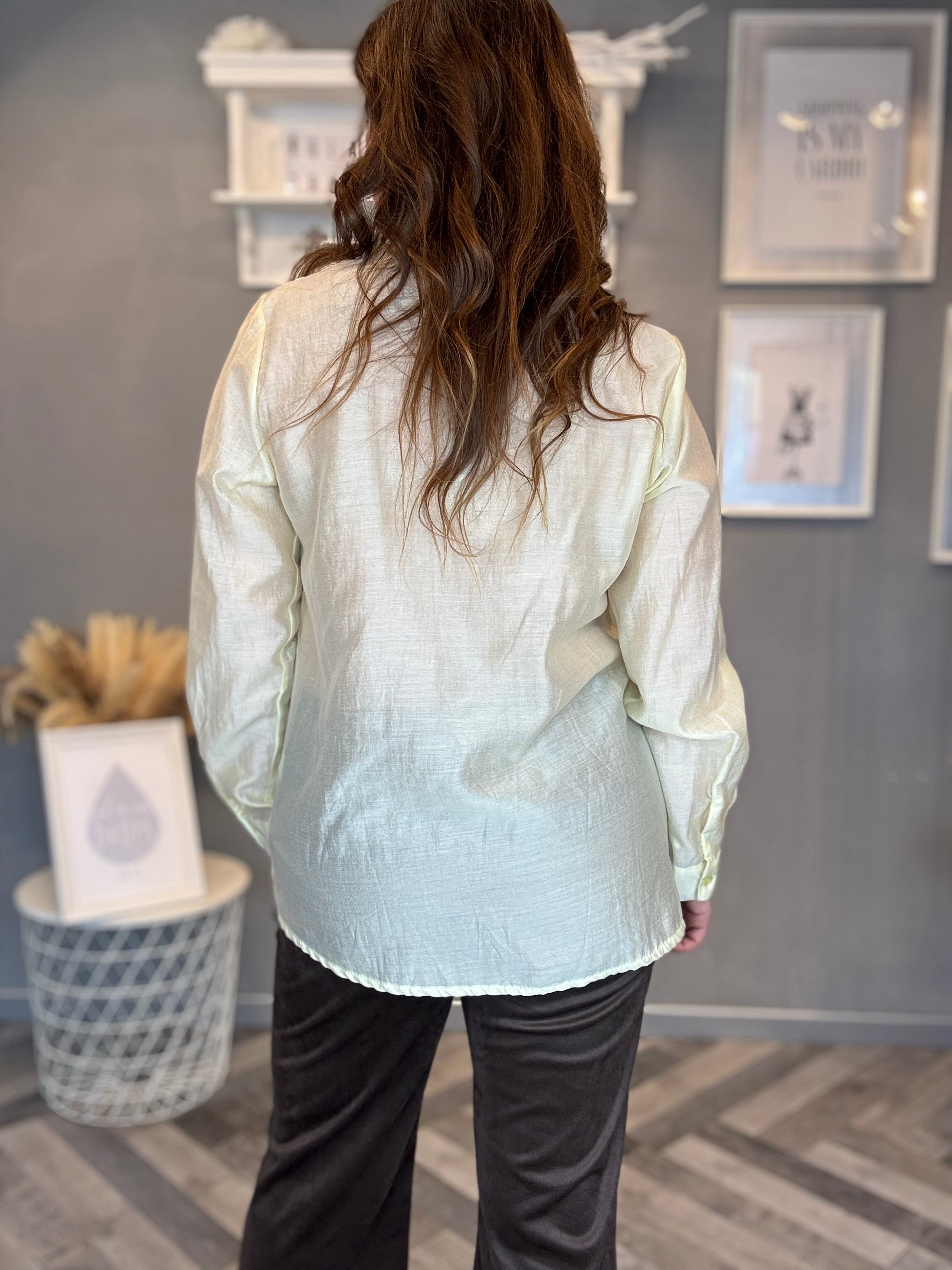 Camicia in tencel giallo pastello
