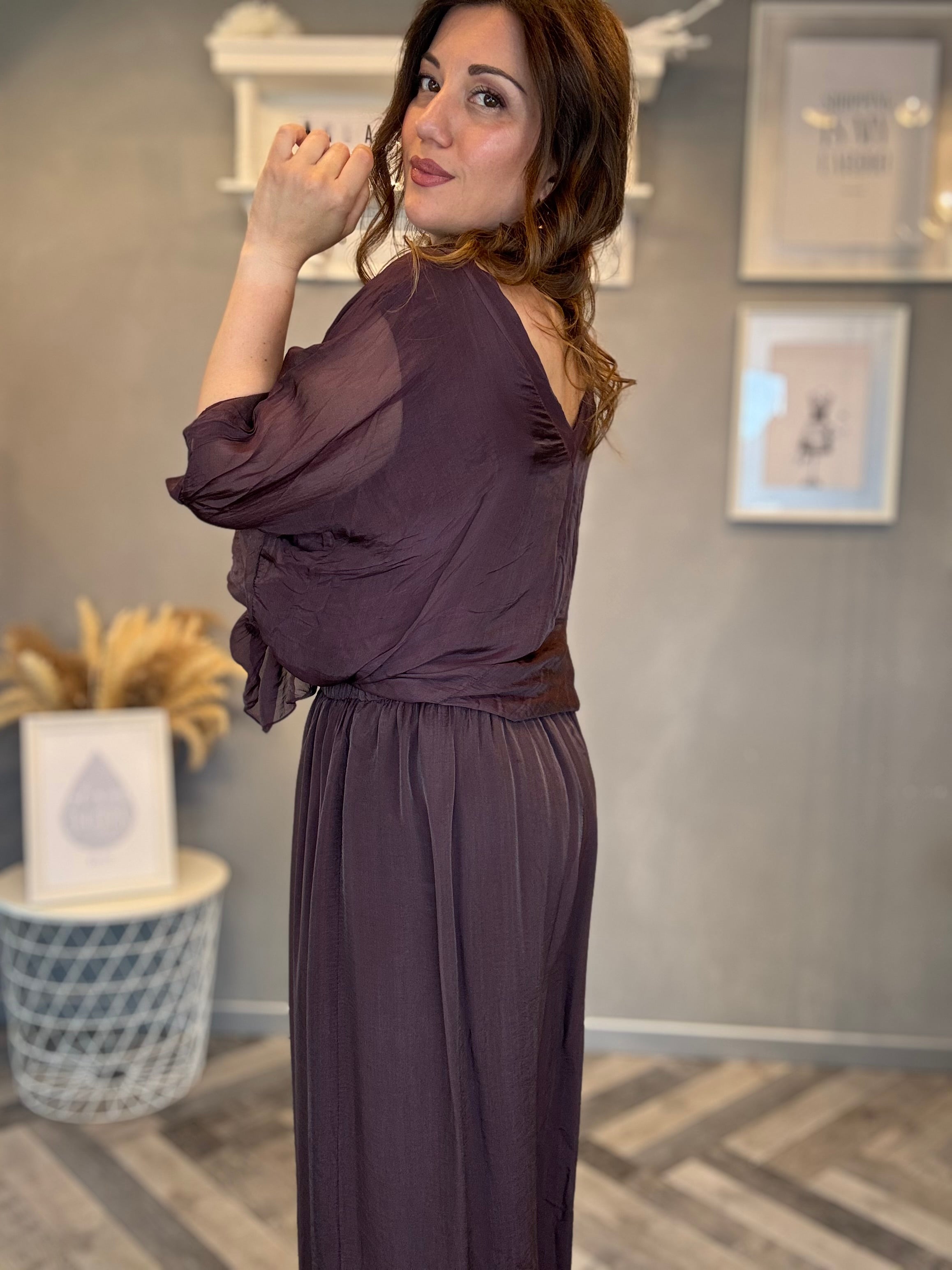 Coordinato satin vinaccia