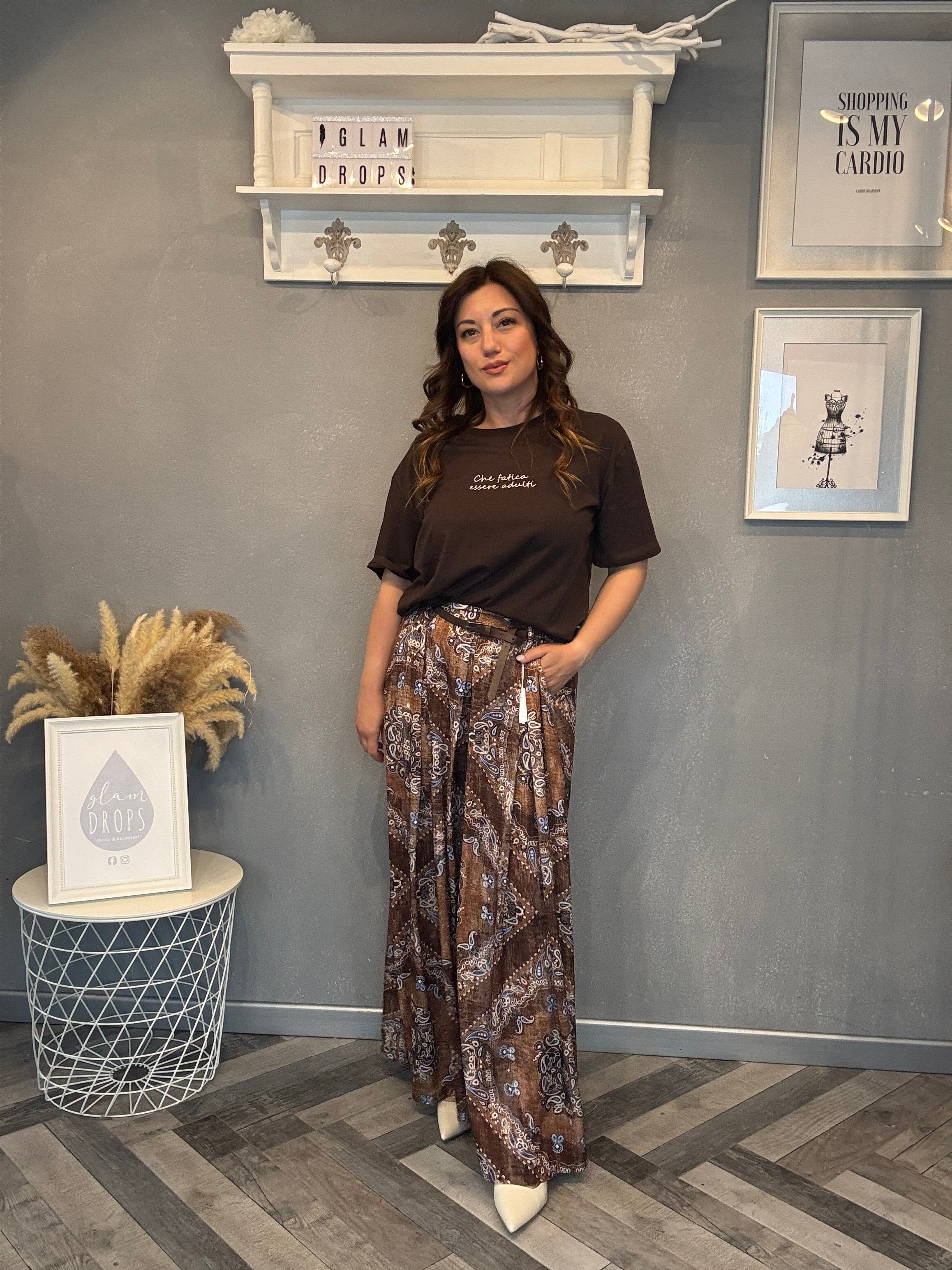 Gonna pantalone cioccolato paisley