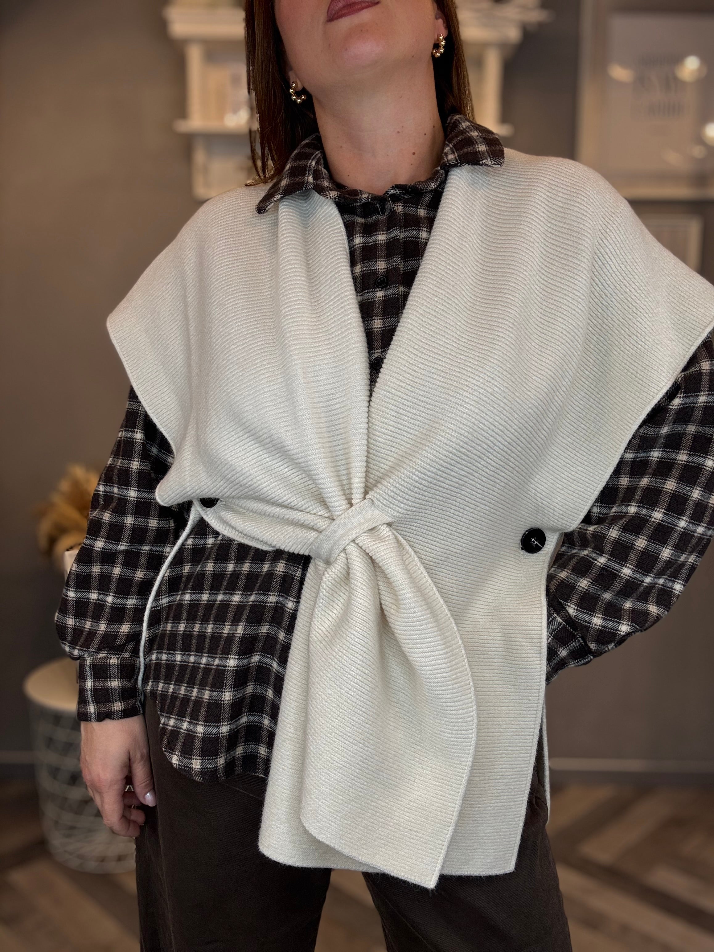 Gilet in maglia multiuso panna