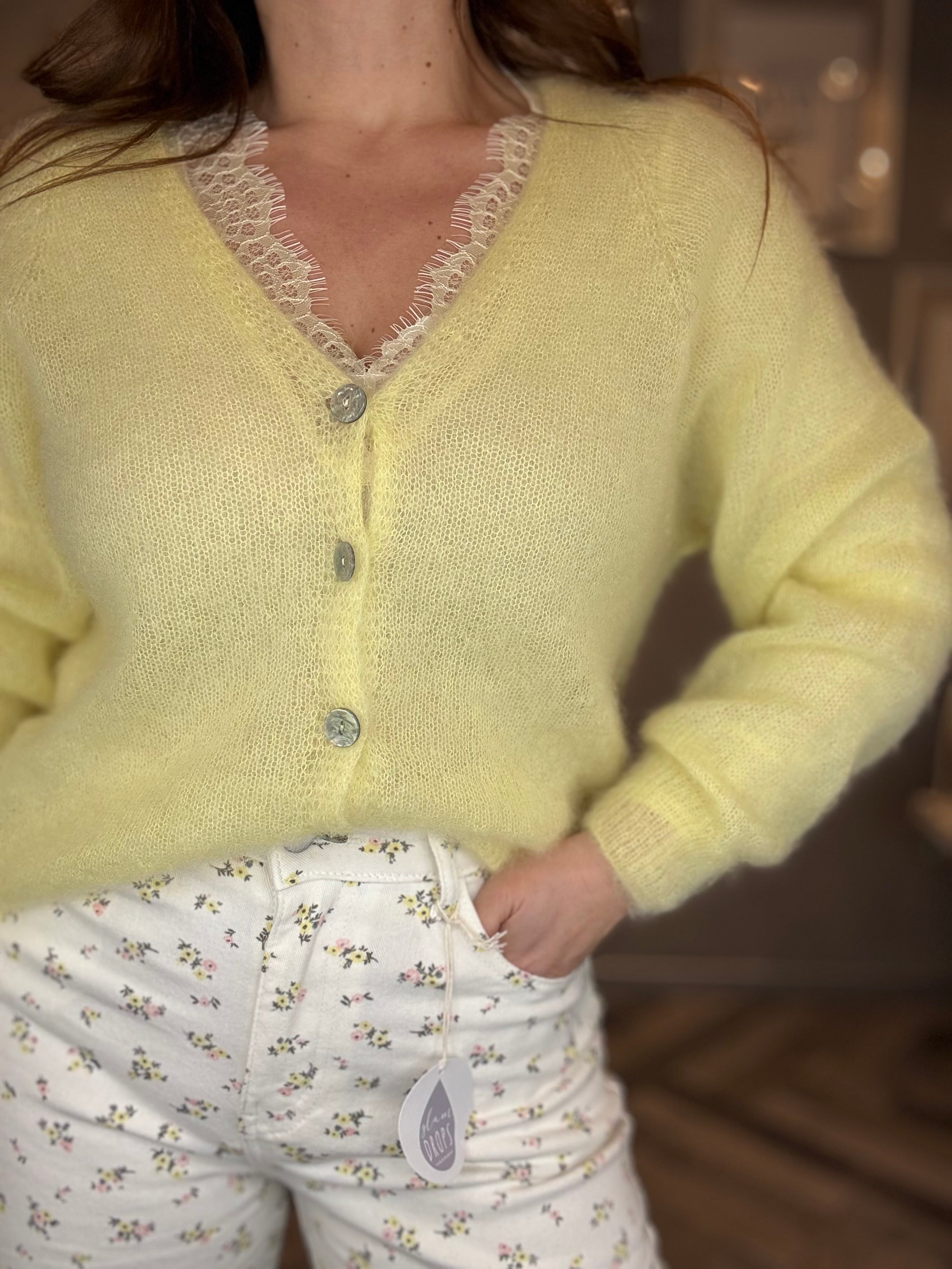 Cashmerina scollo a V con pizzo