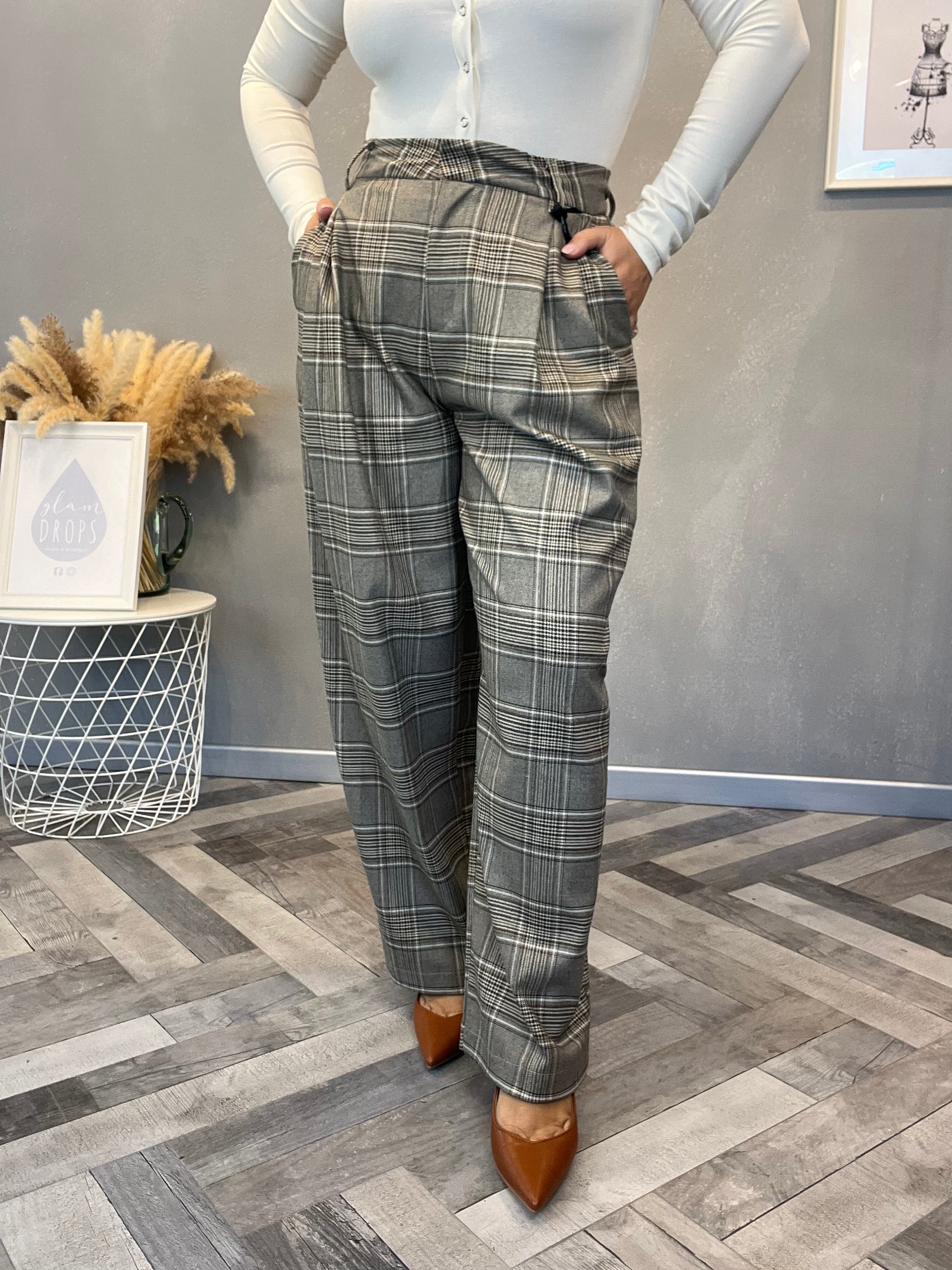 Lumina pantalone fango a quadri