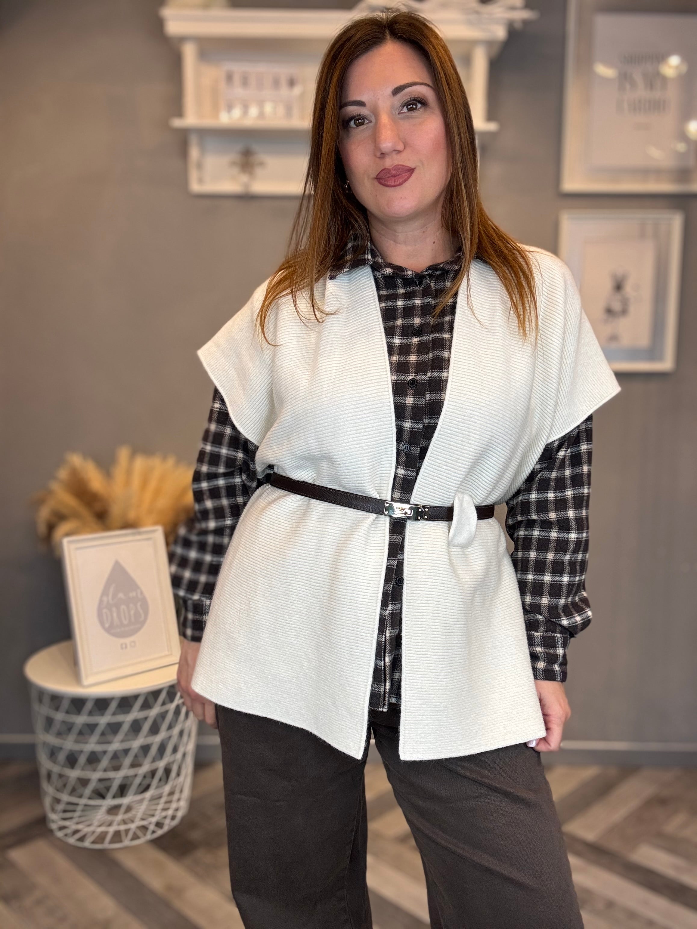 Gilet in maglia multiuso panna