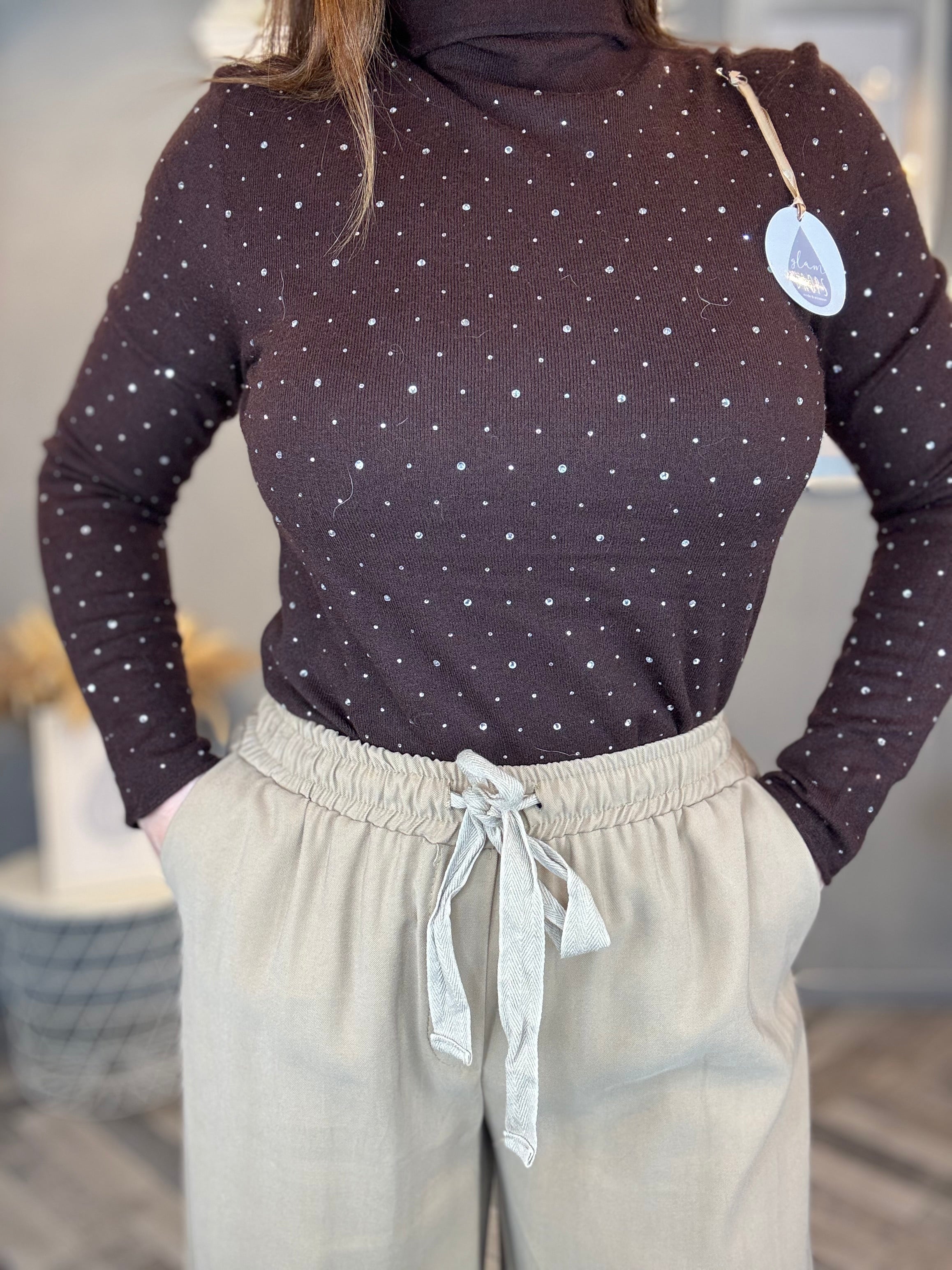 Pantalone fluido beige