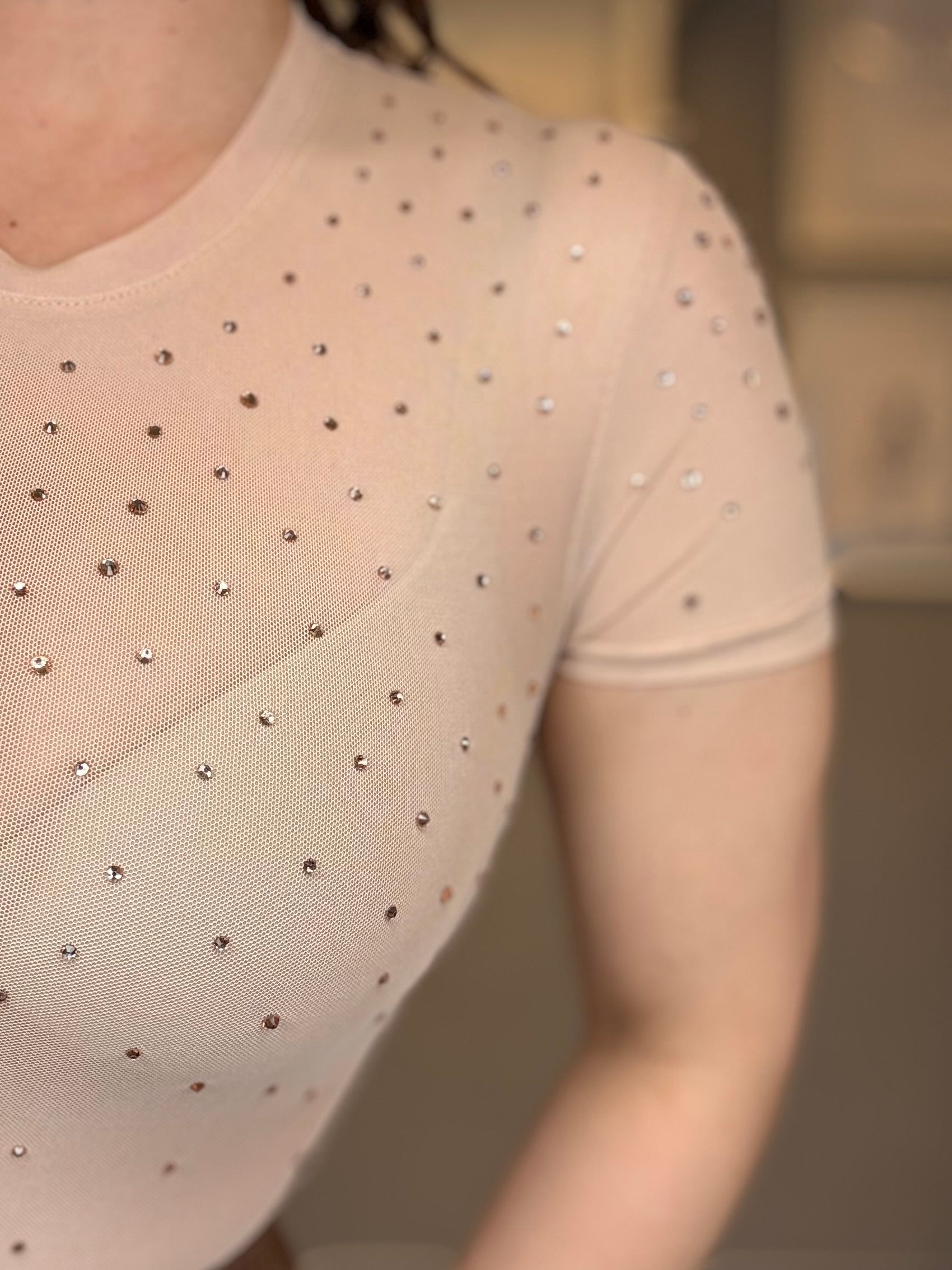 Lumina body in tulle con strass