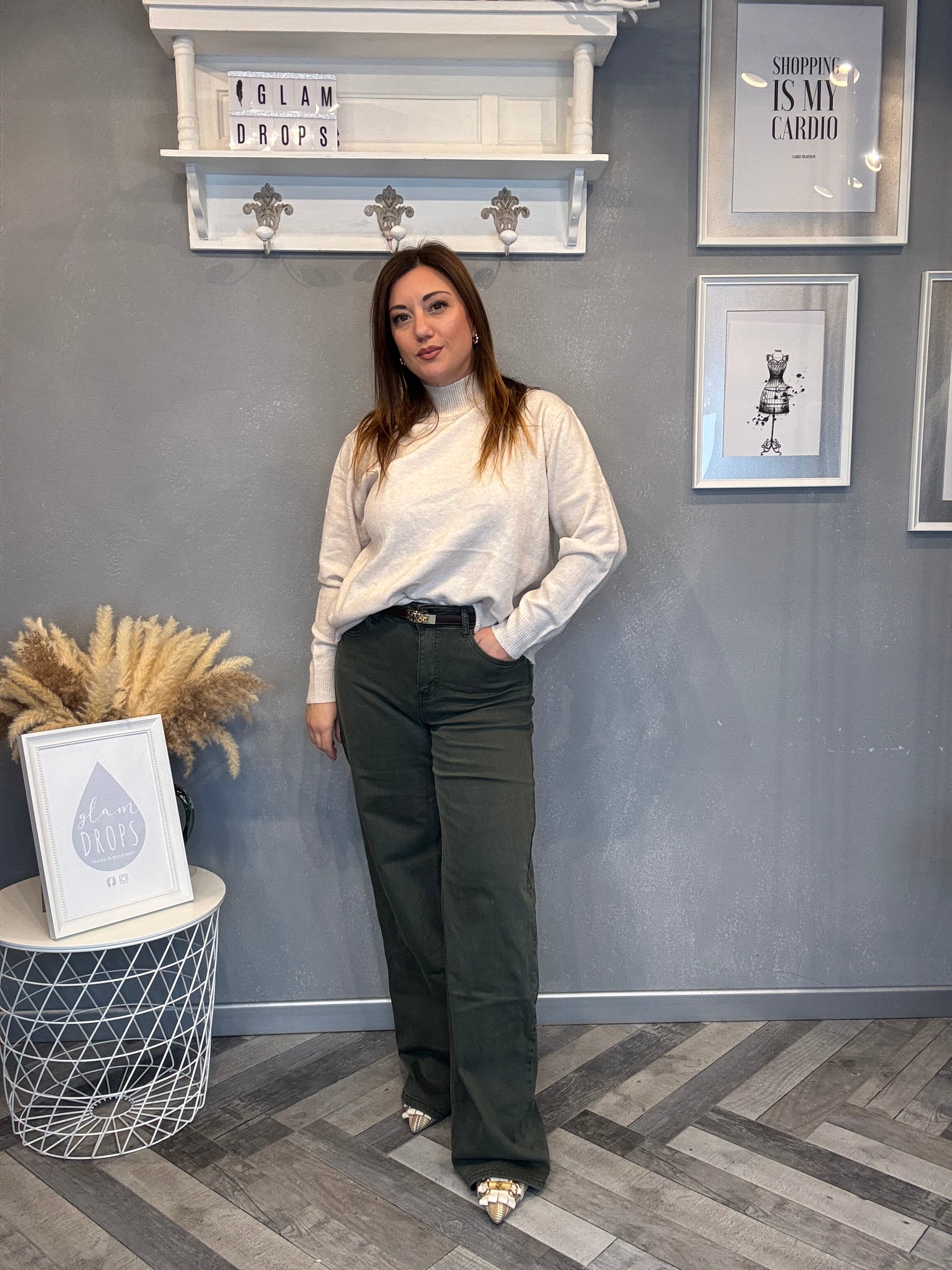 Maglioncino basic mezzo collo sabbia