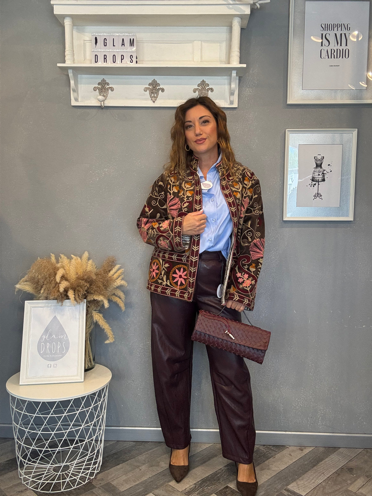 Pantalone ecopelle barrel borgogna