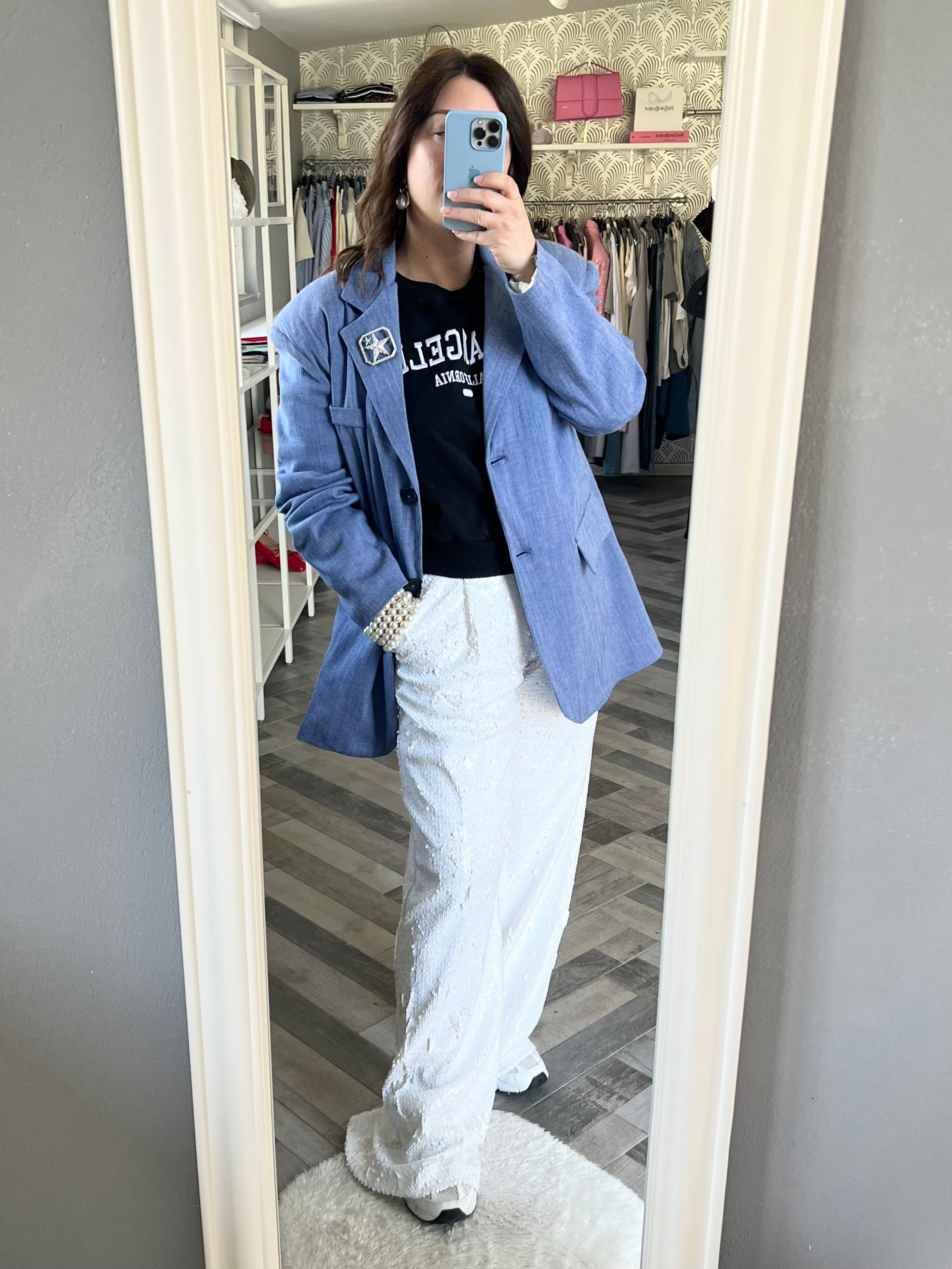 Lumina pantaloni paillttes bianchi