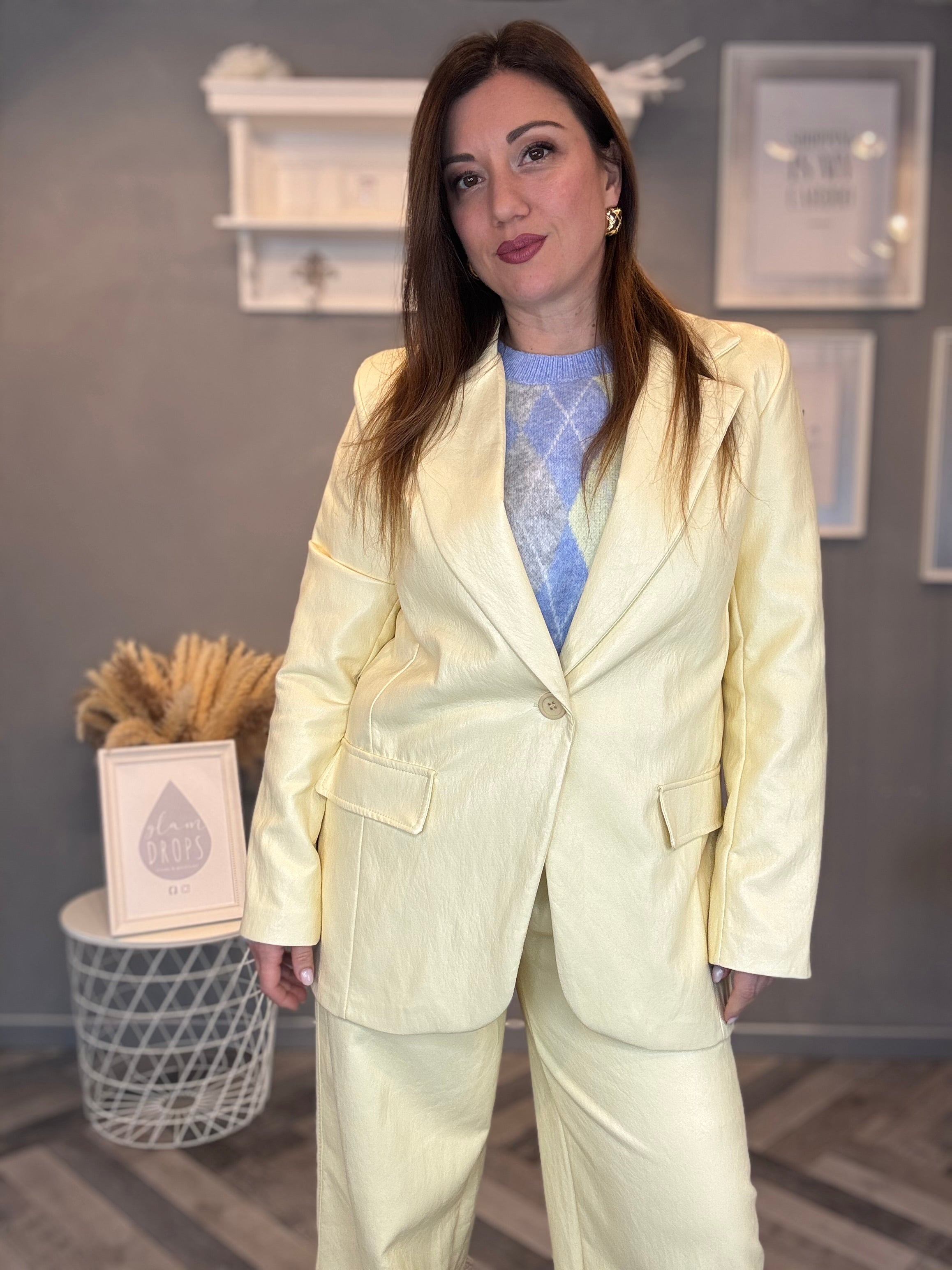 Blazer ecopelle giallo pastello