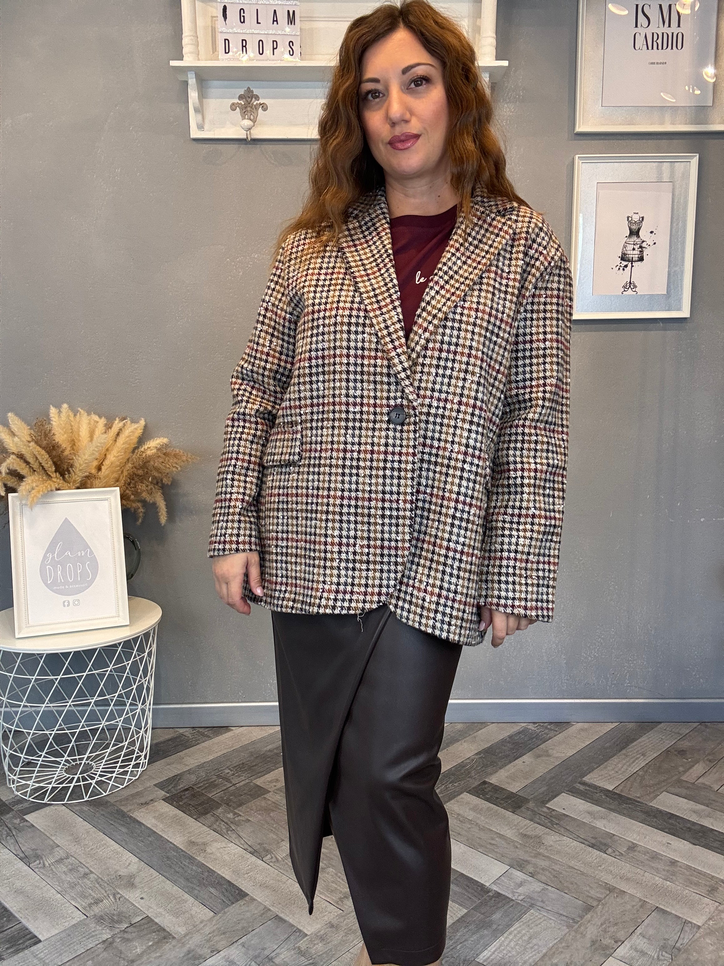 Blazer pied de poule multicolor