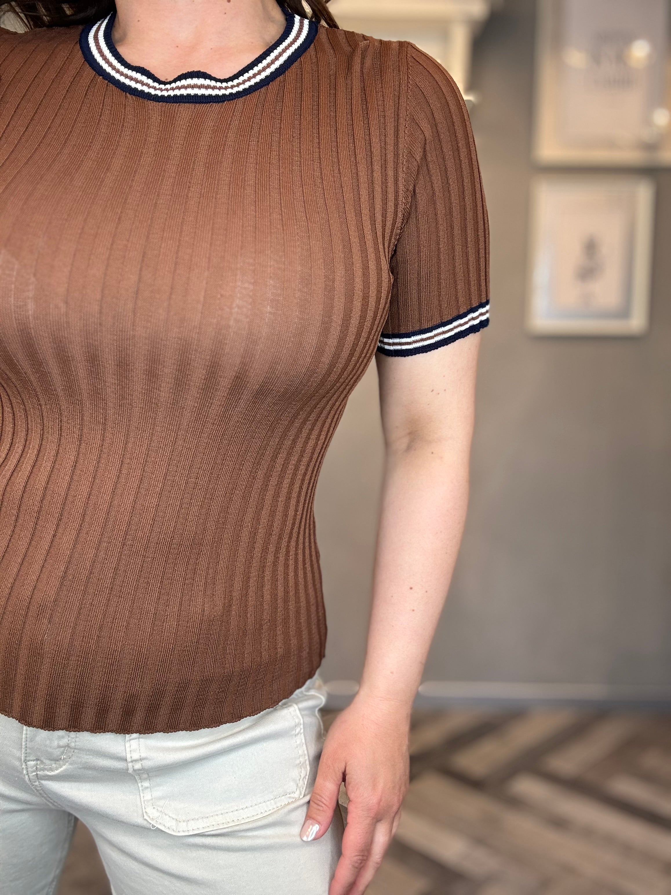 Lumina top in maglia a costine con righe