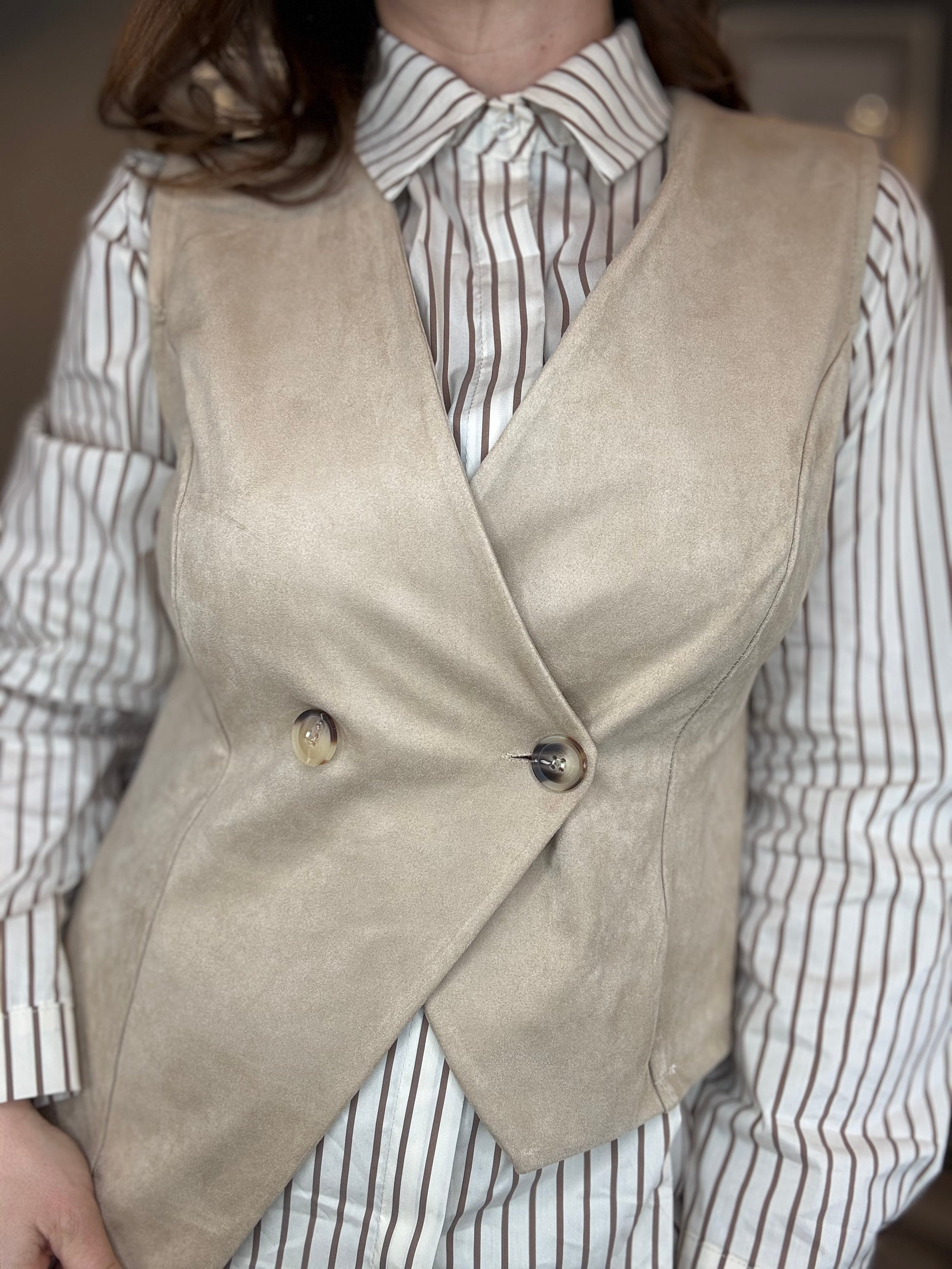 Gilet eco suede soft beige