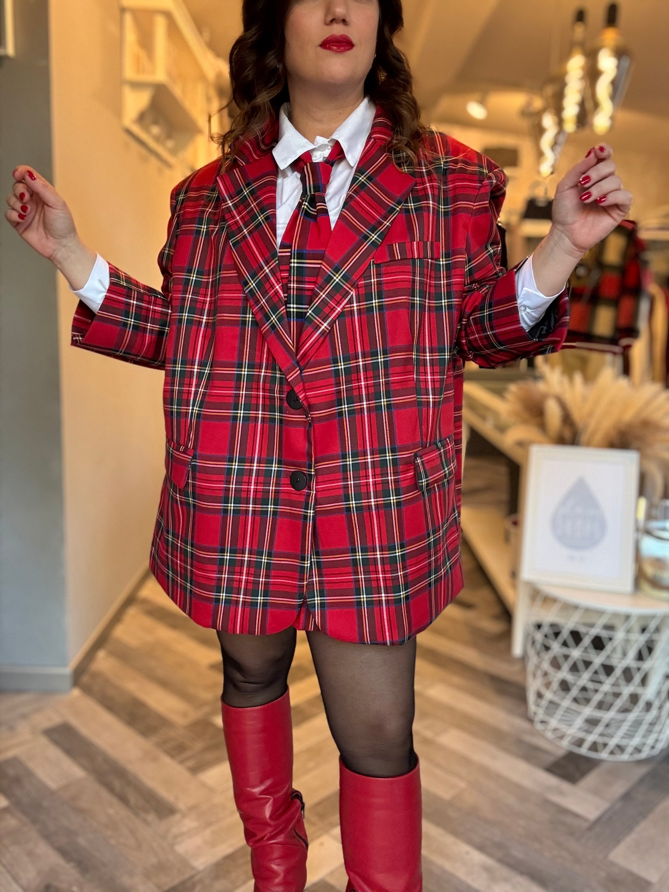 Lumina blazer over tartan