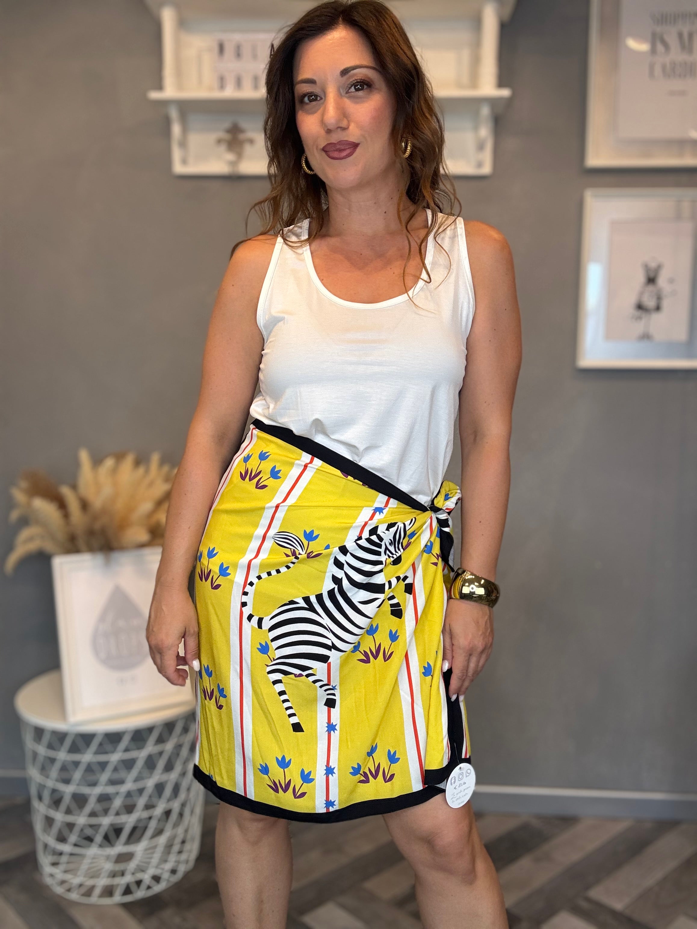 Gonna pareo Isla Bonita corta zebra gialla