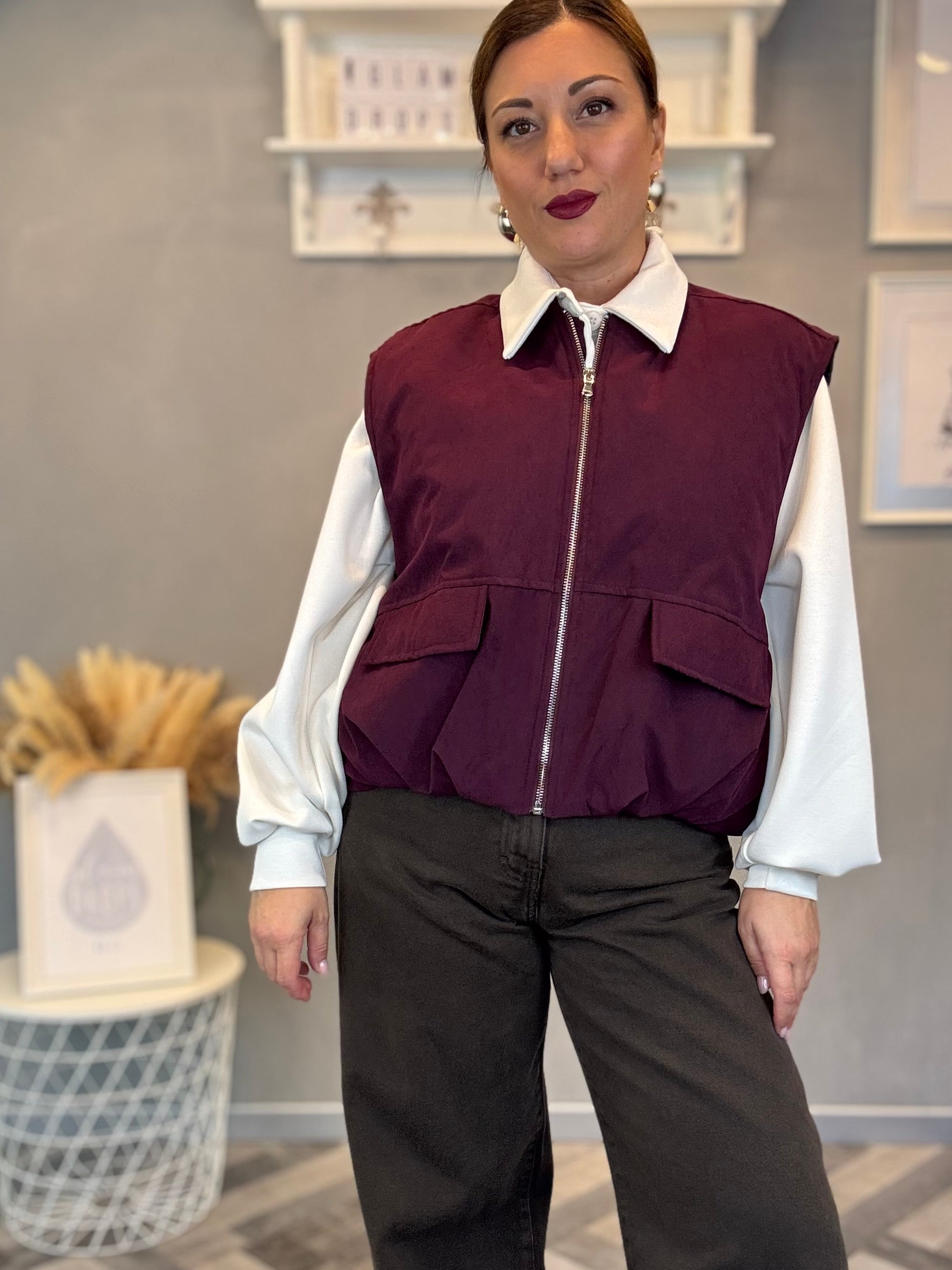 Lumina gilet smanicato Borgogna