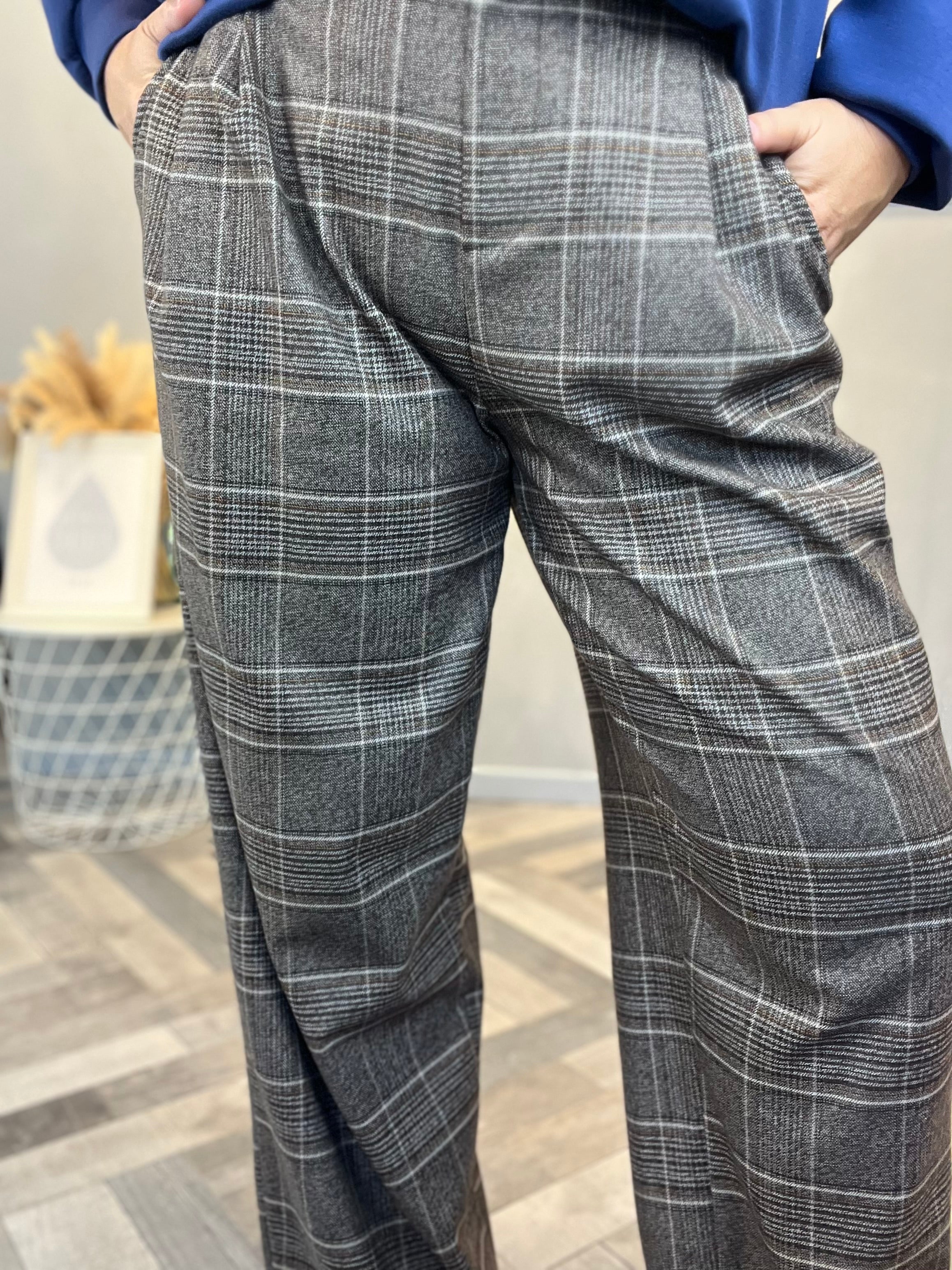 Lumina pantalone marrone a quadri