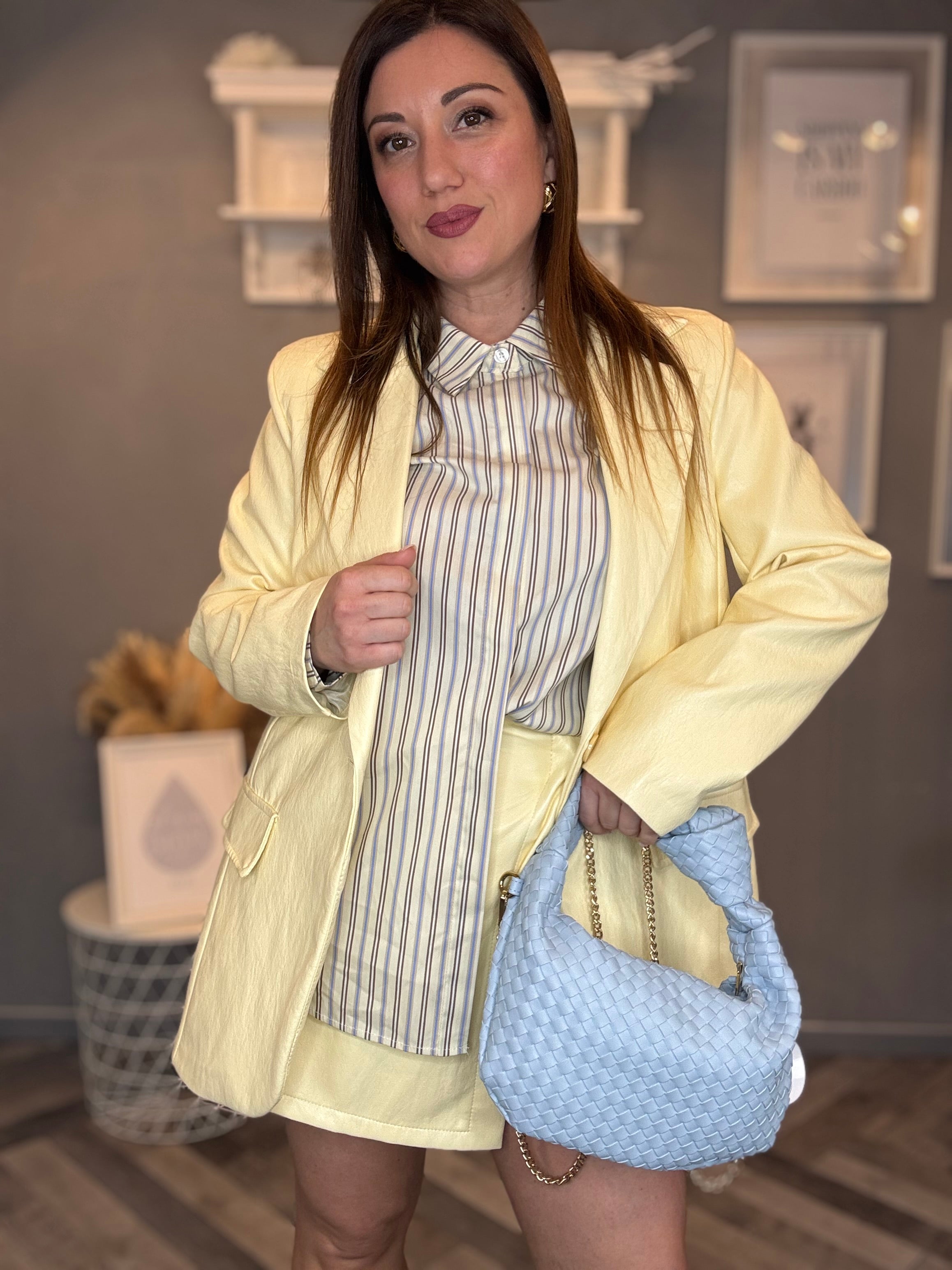 Blazer ecopelle giallo pastello