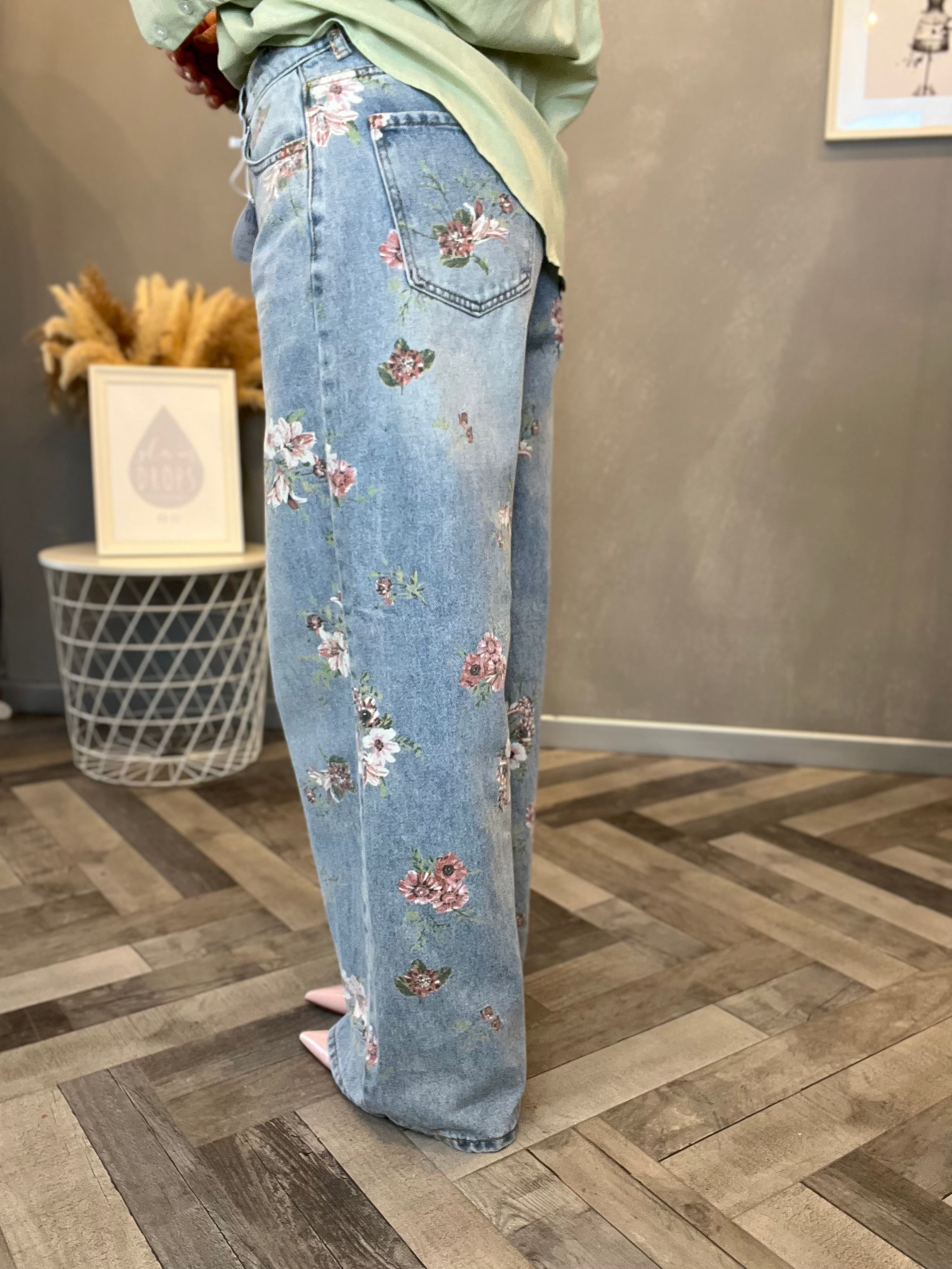 Jeans pink flower