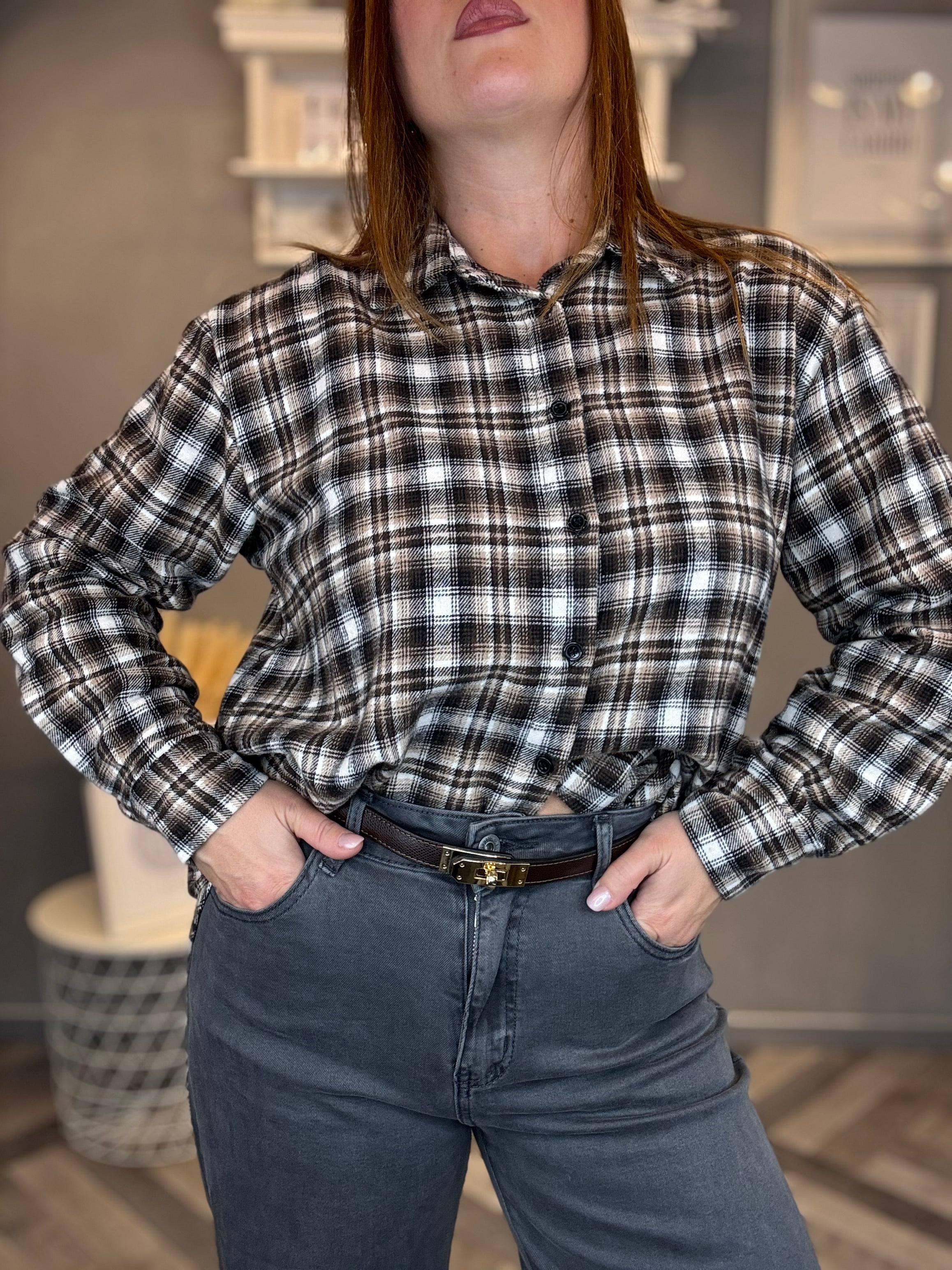 Jeans wide leg grigio