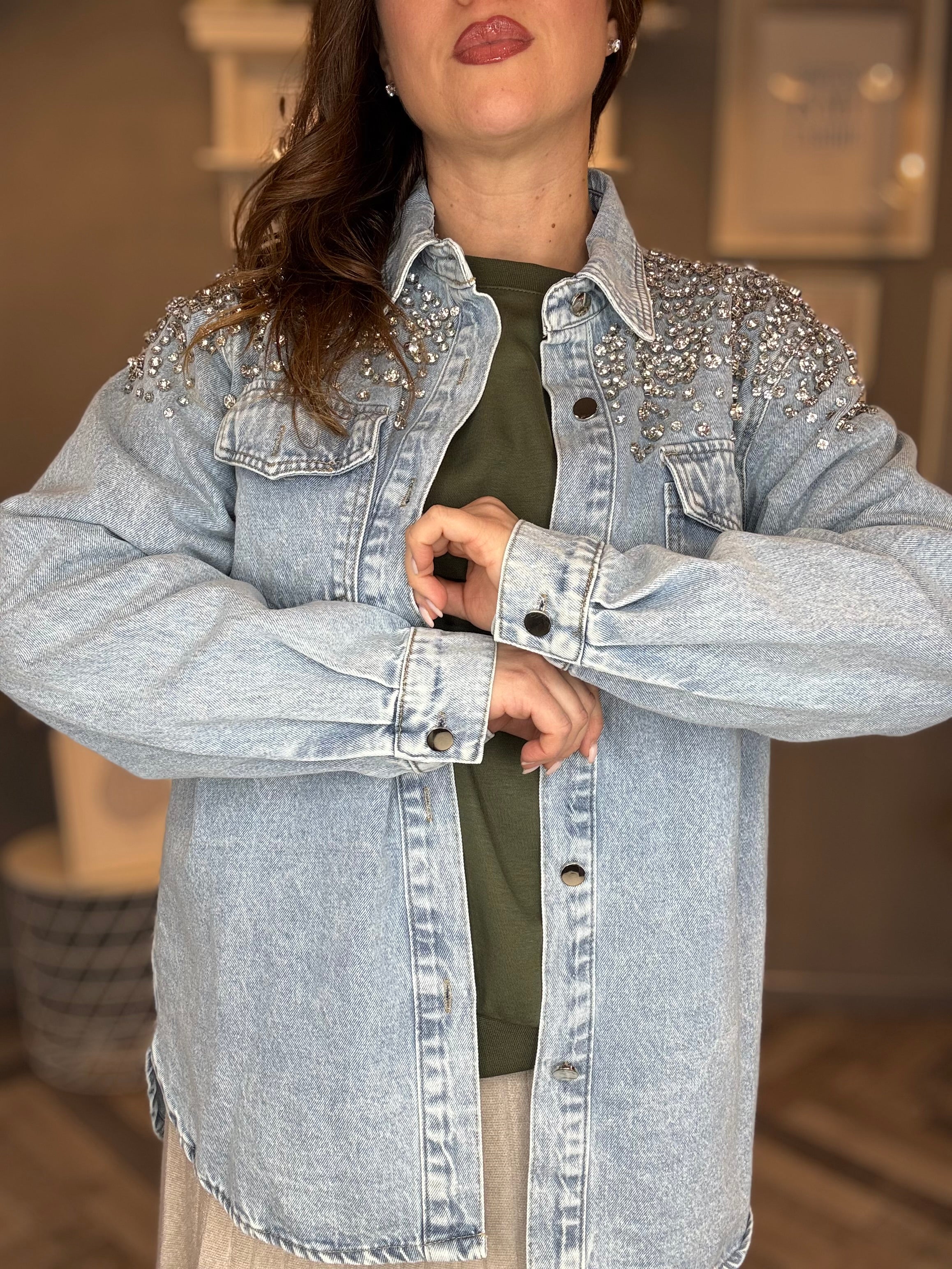 Giacca camicia in denim Diamonds
