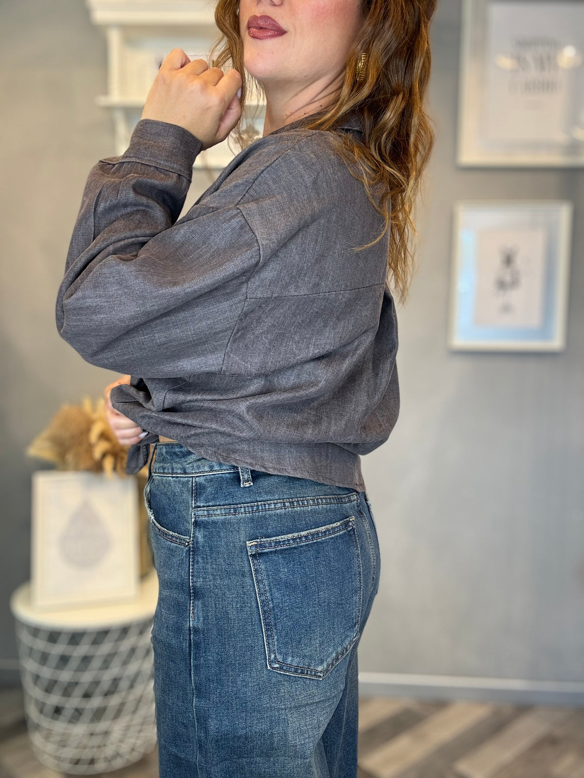 Jeans barrel delavé