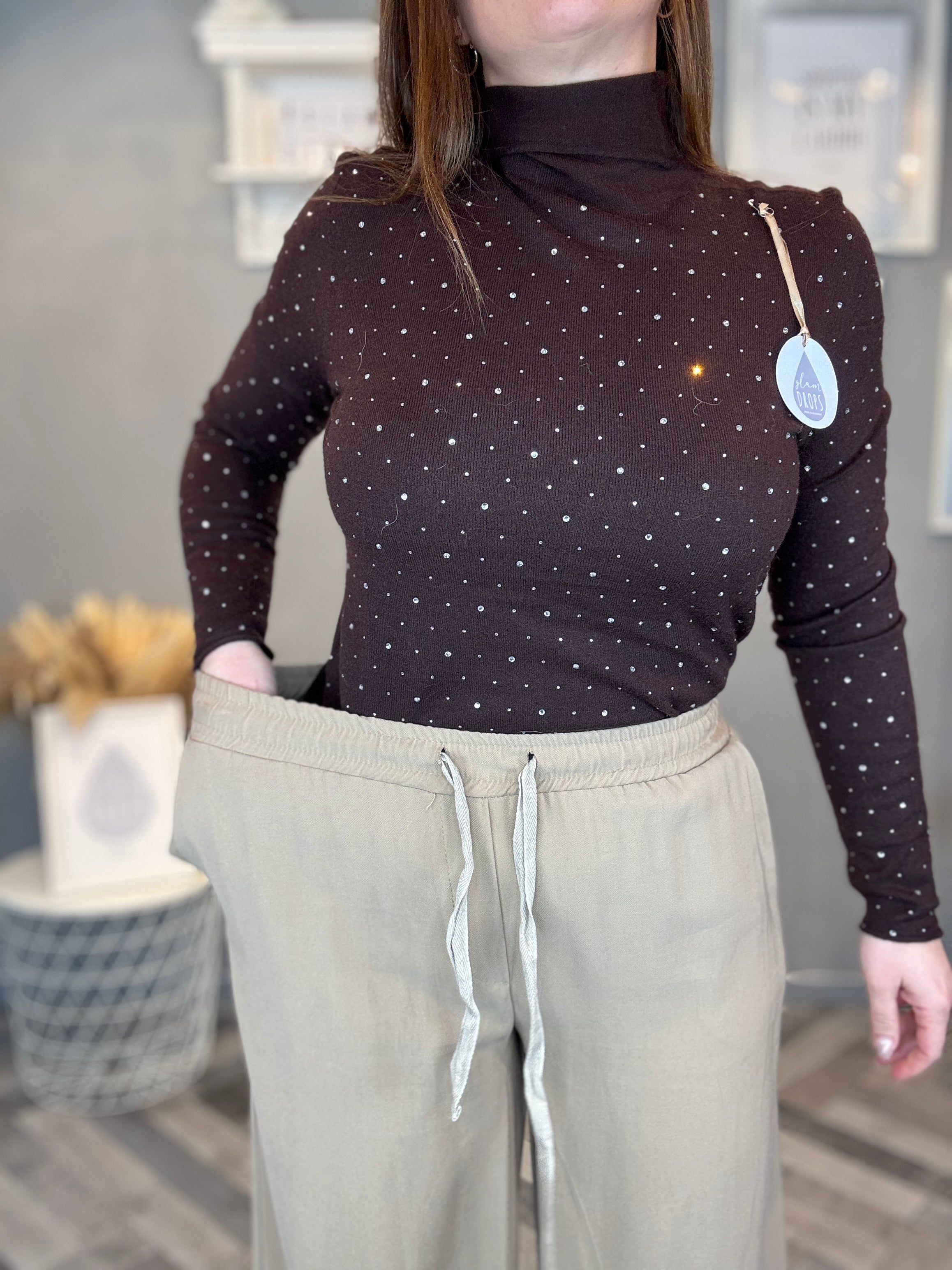 Pantalone fluido beige