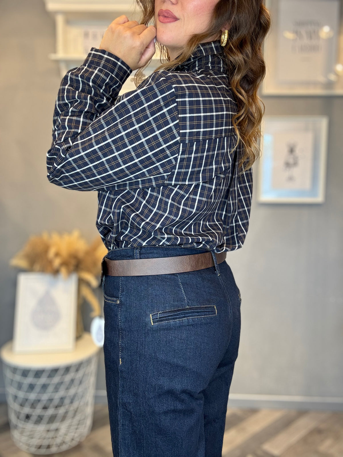 Jeans palazzo con cintura jewel