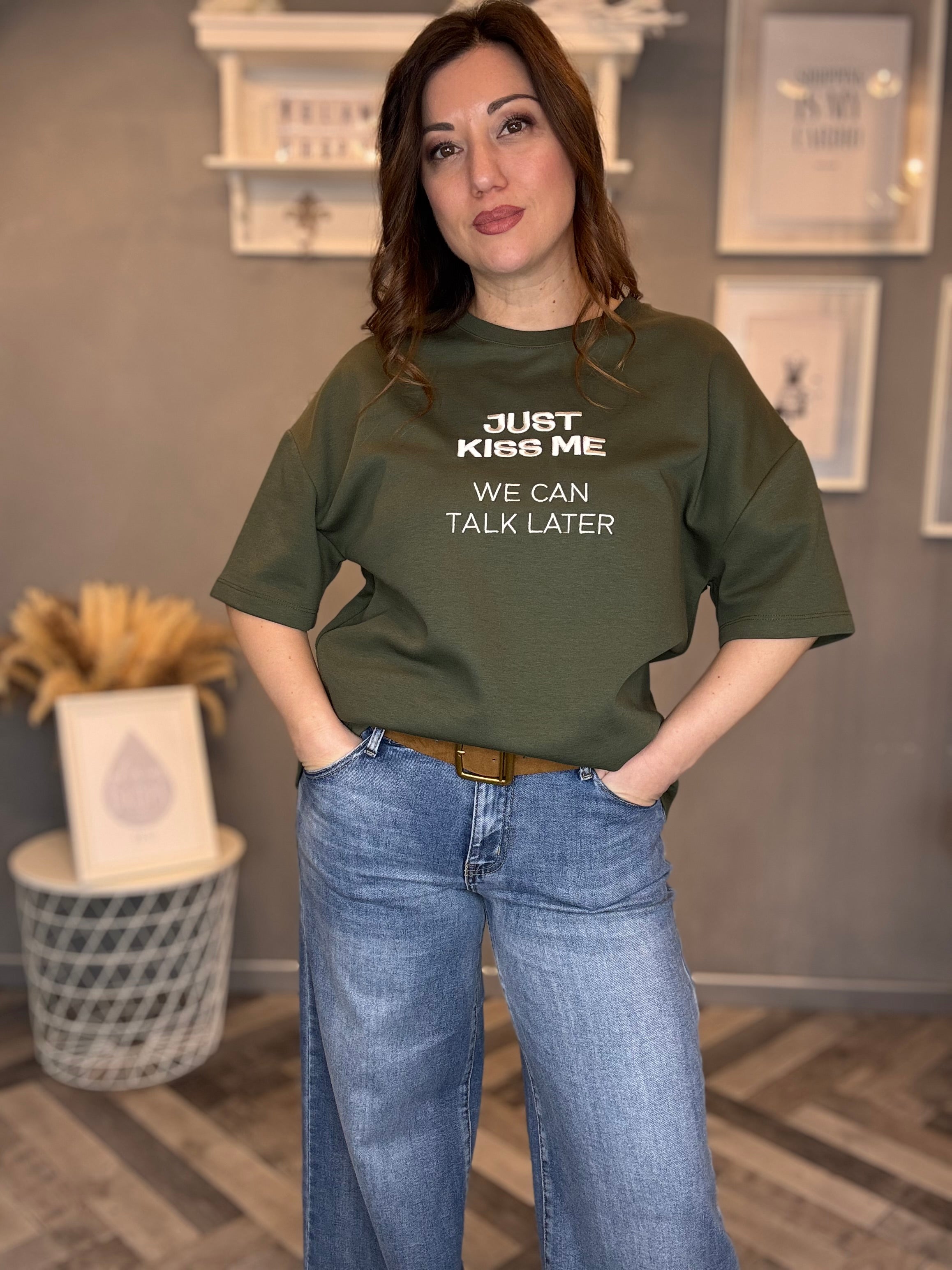 Lumina t-shirt Just kiss me verde militare