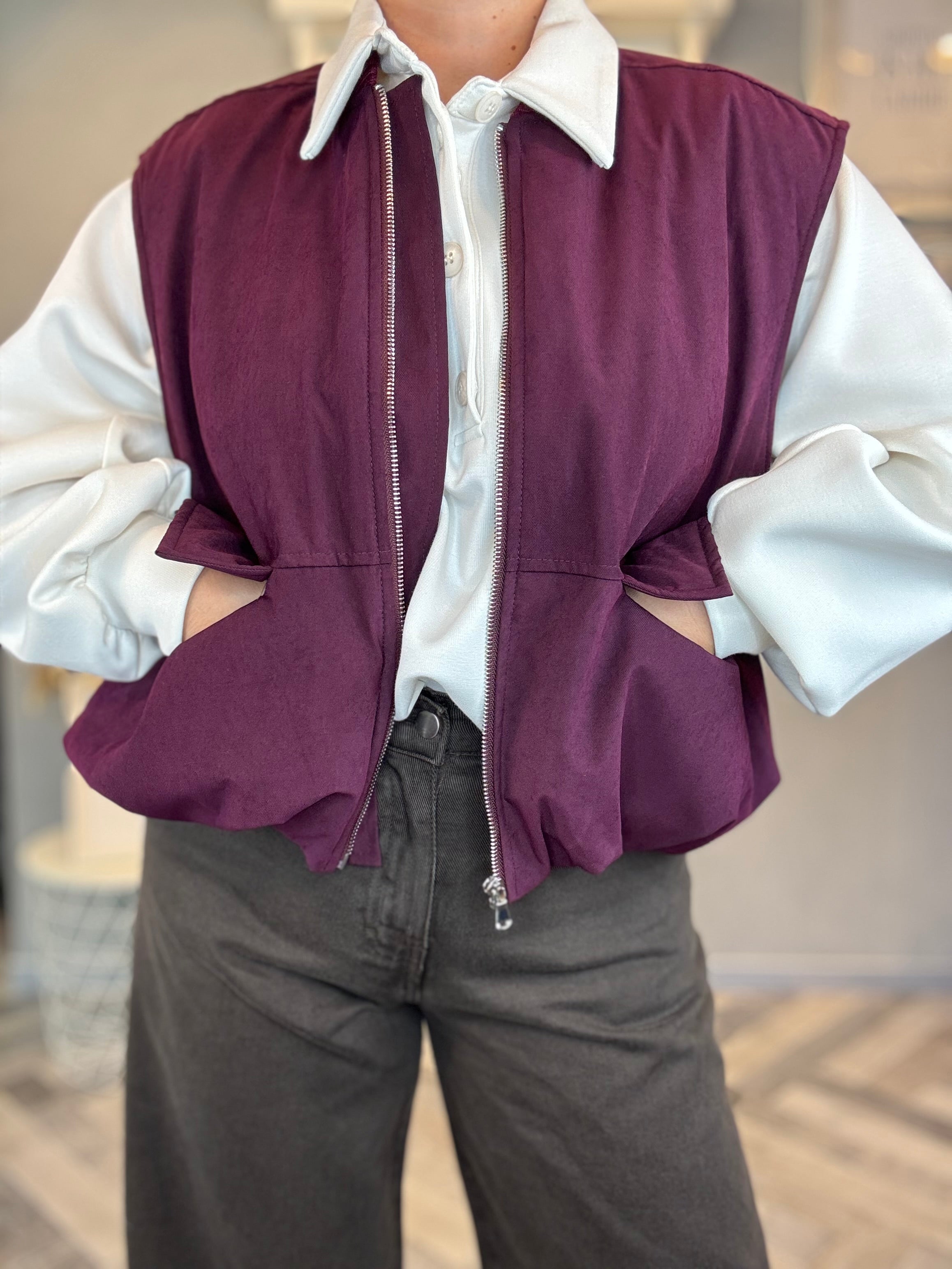 Lumina gilet smanicato Borgogna