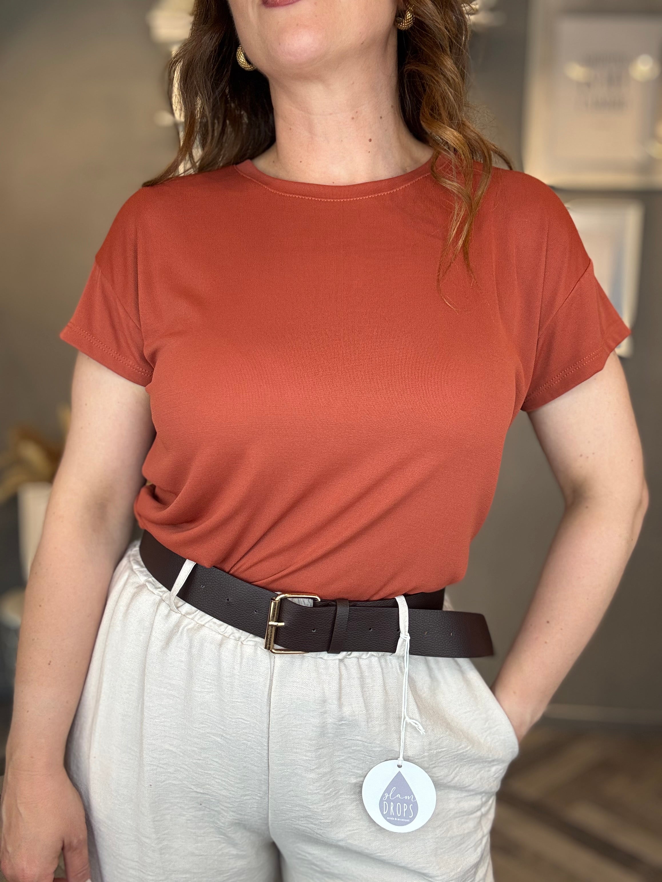 T-shirt basic modal ruggine