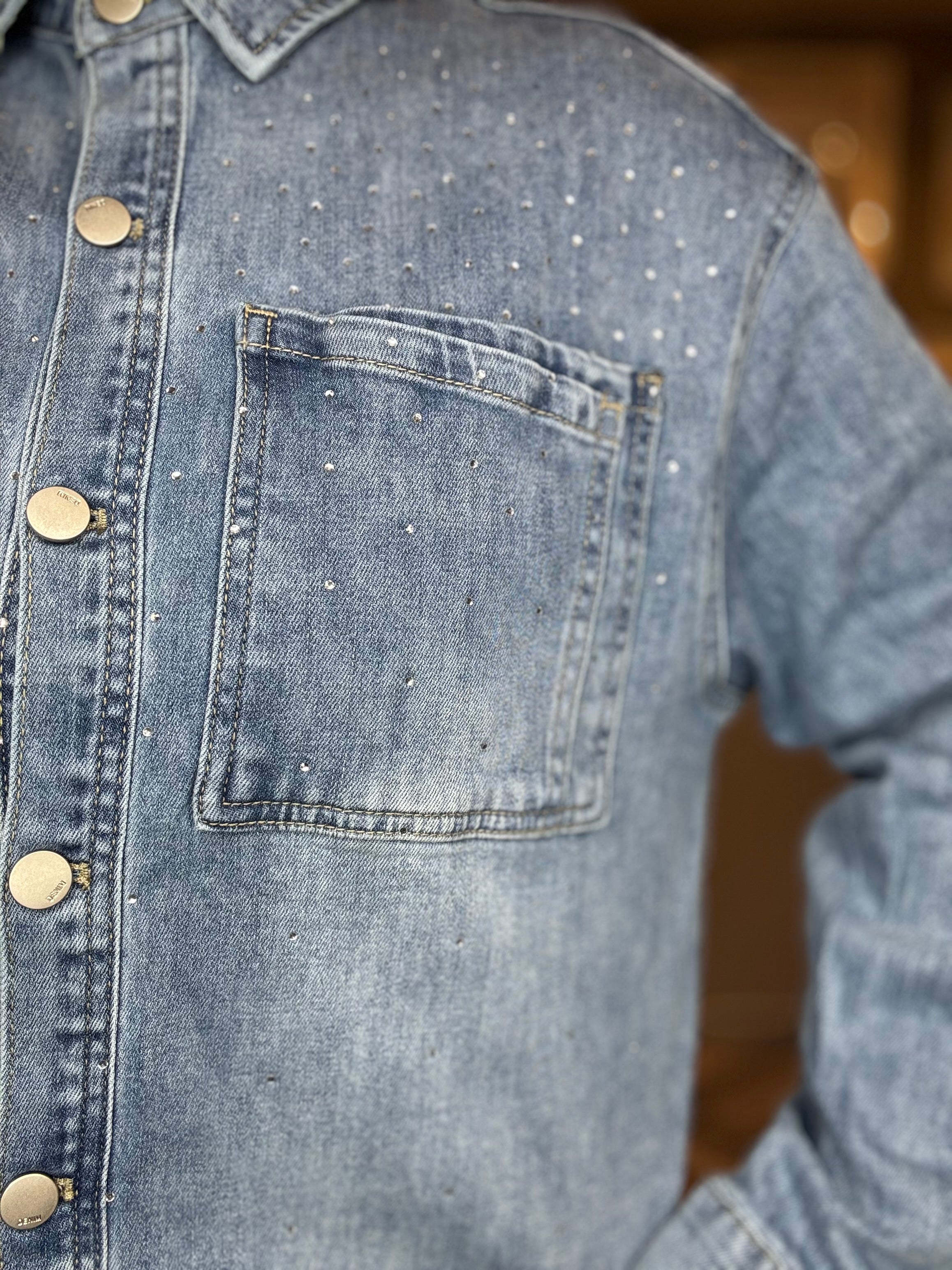 Camicia in denim con strass