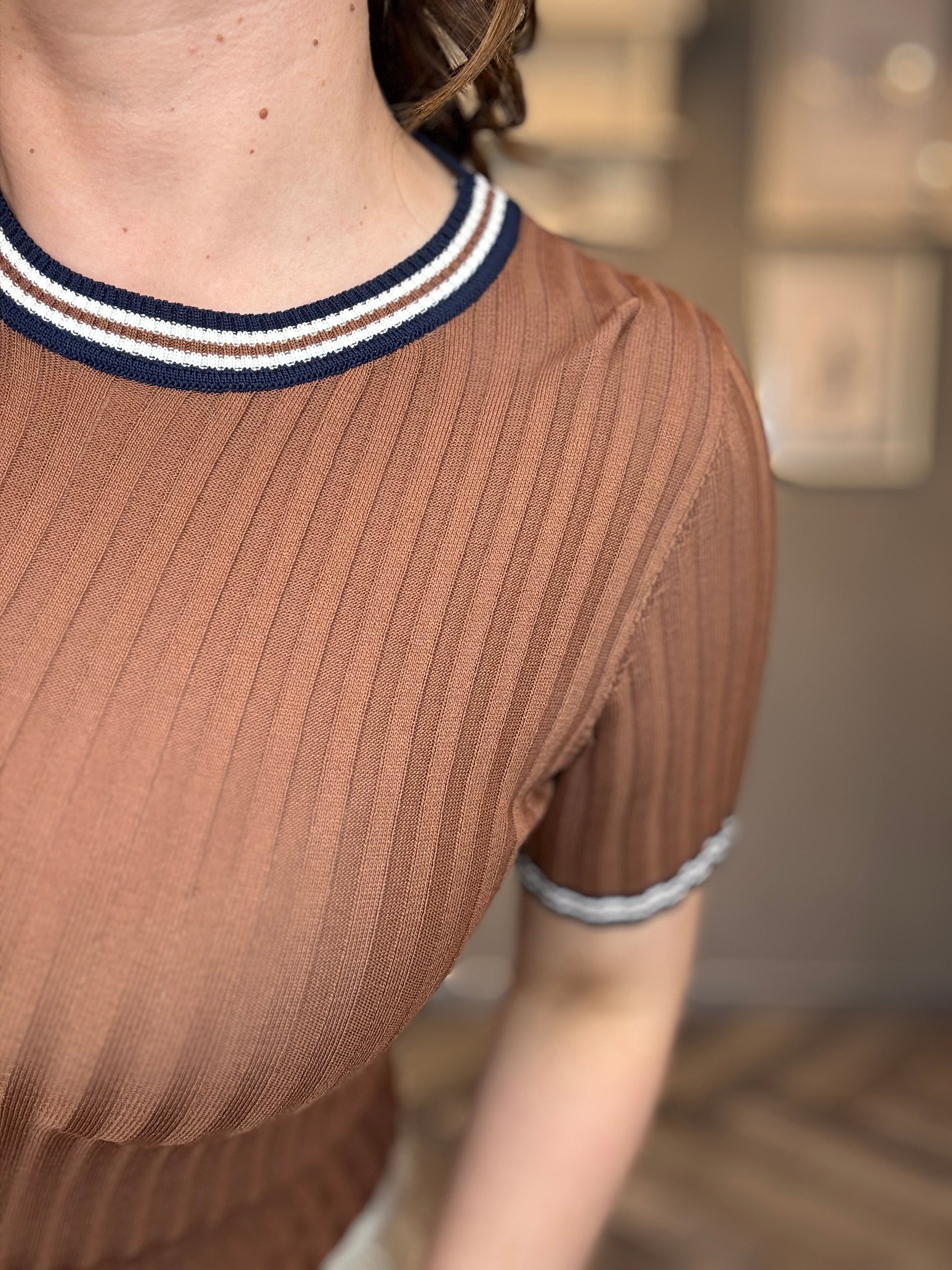 Lumina top in maglia a costine con righe