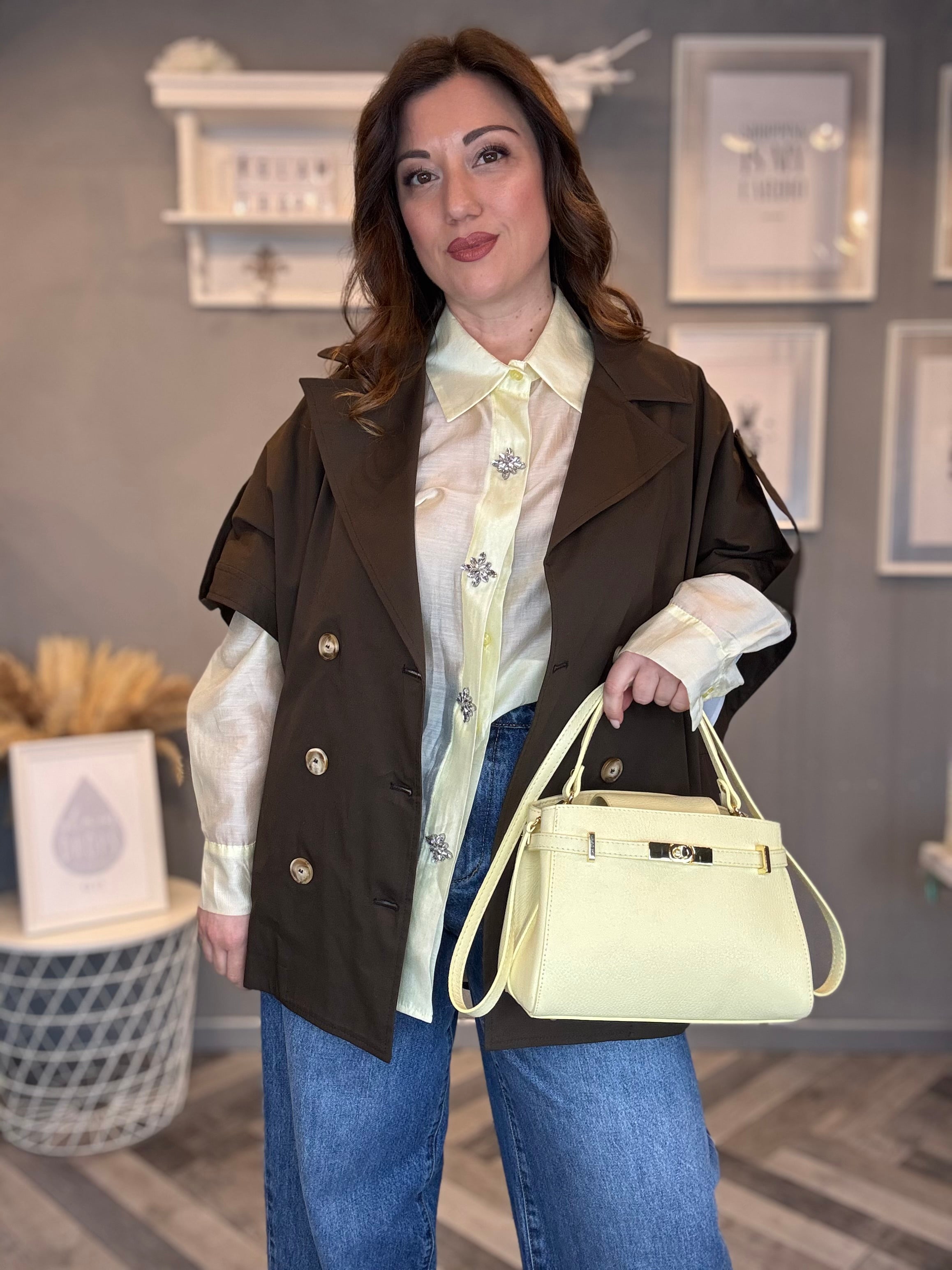 Trench smanicato gilet moro