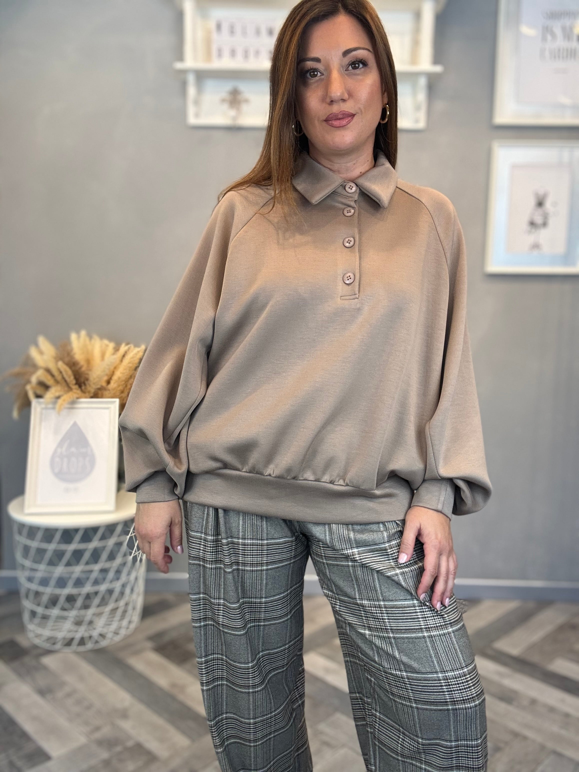 Lumina felpa polo cammello