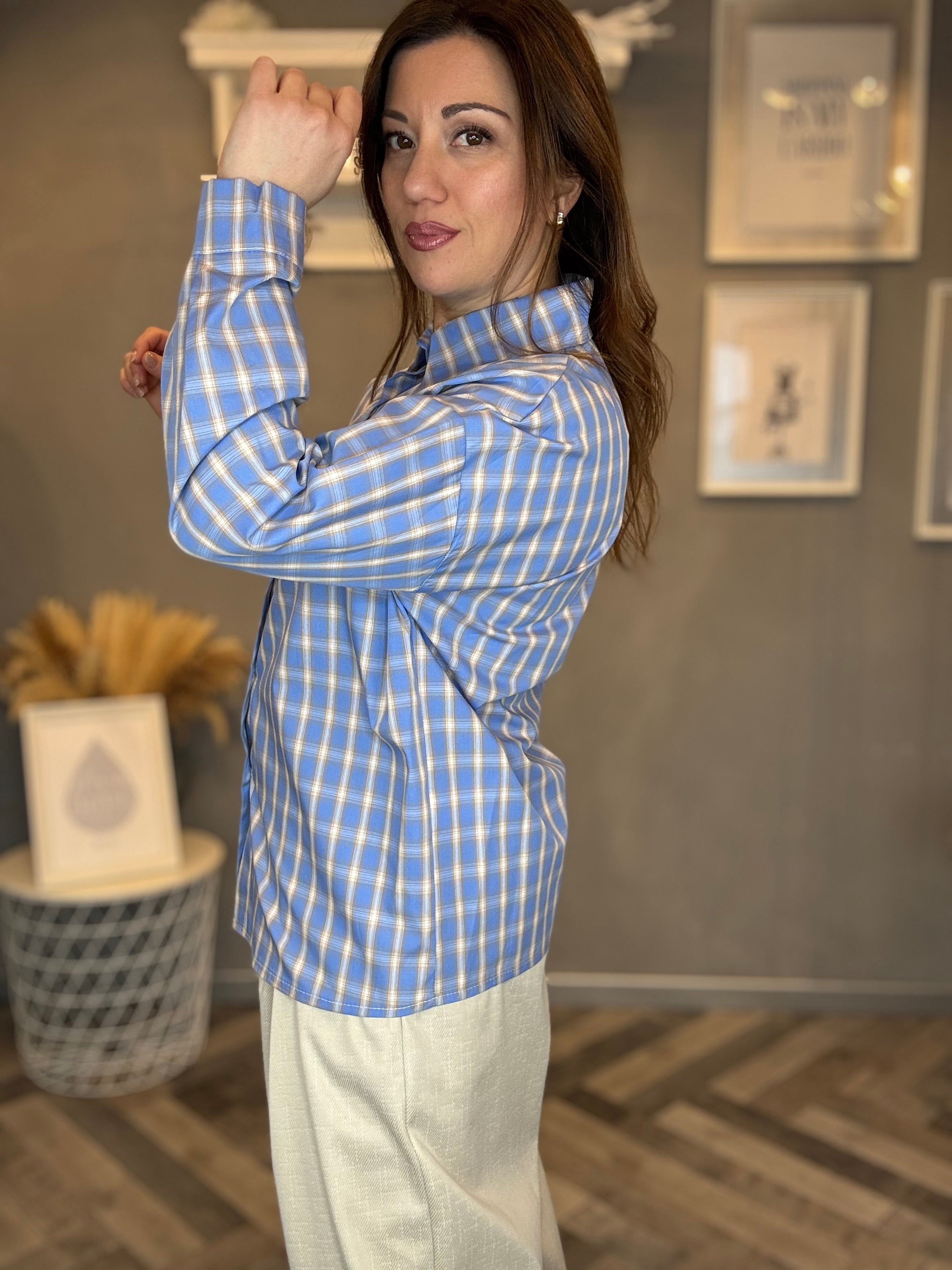Camicia check azzurro soft
