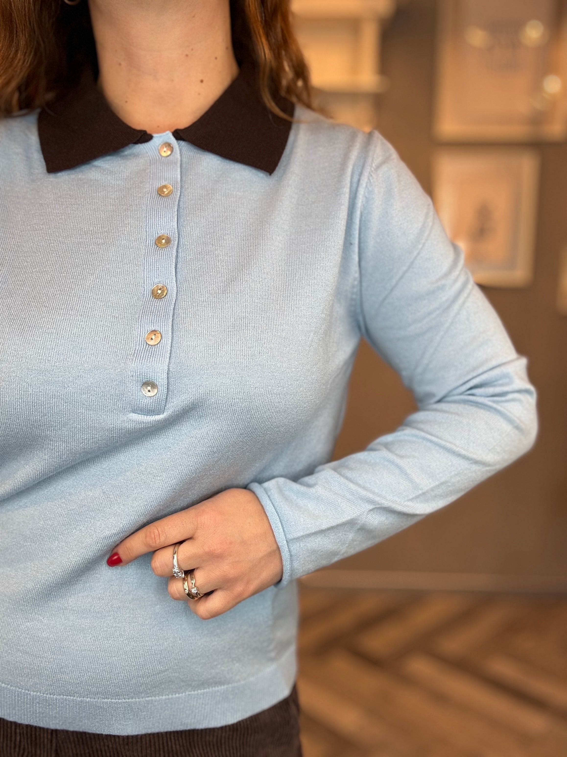 Maglia polo con colletto a contrasto