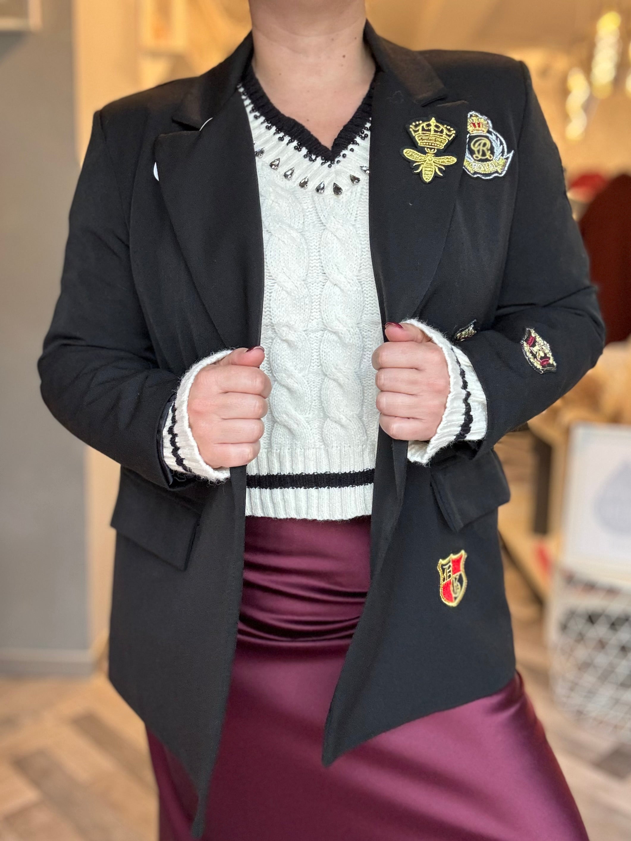 Blazer nero patch stemmi
