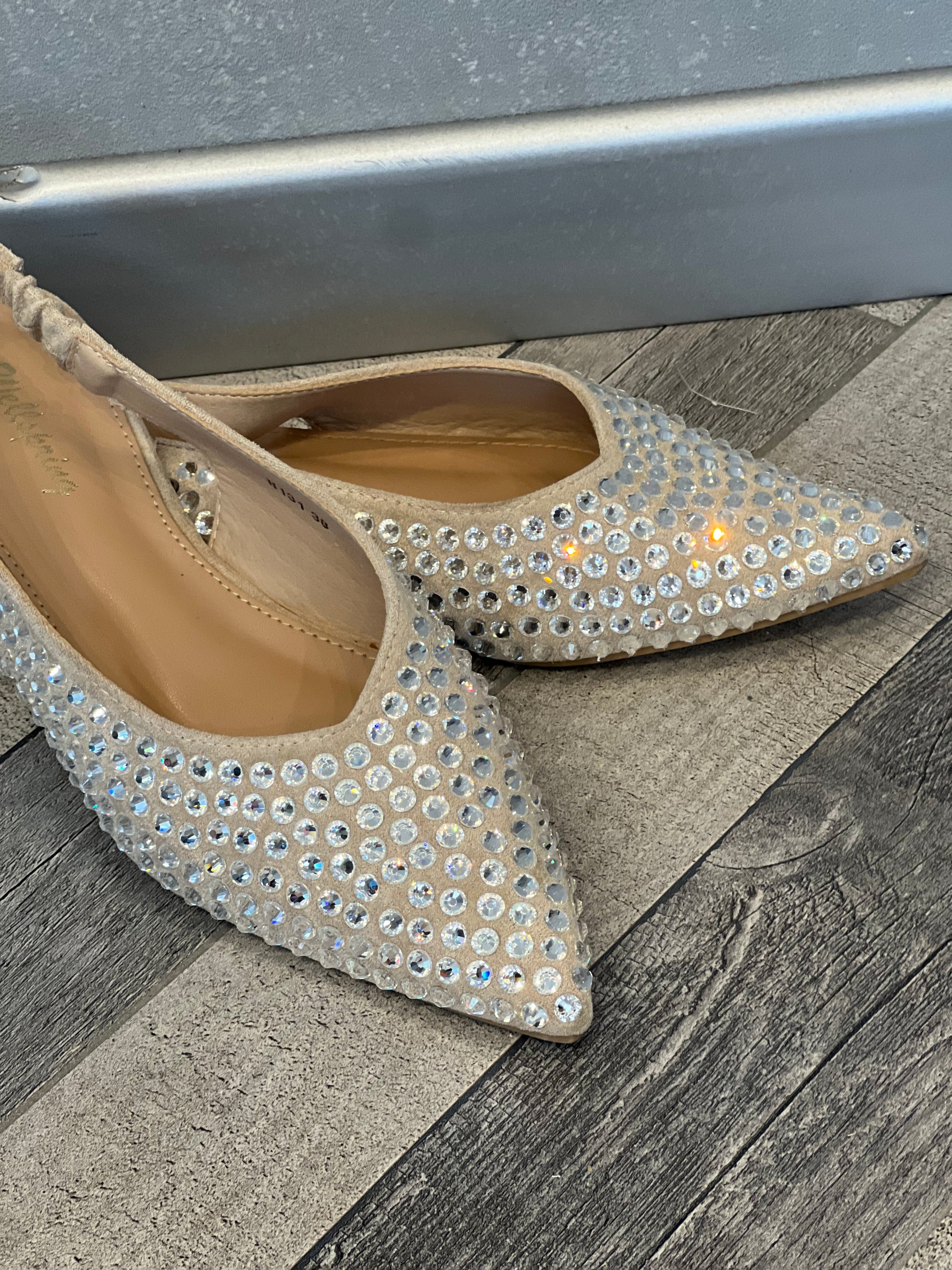 Slingback nude in eco suede strass